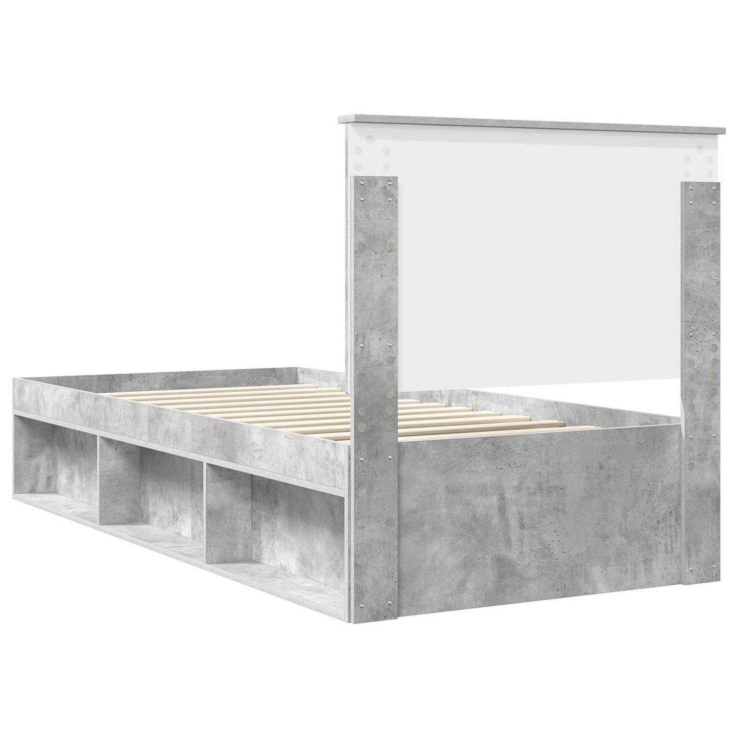 Ágykeret fejtámlával Beton 90 x 200 cm Tömör fenyőfa