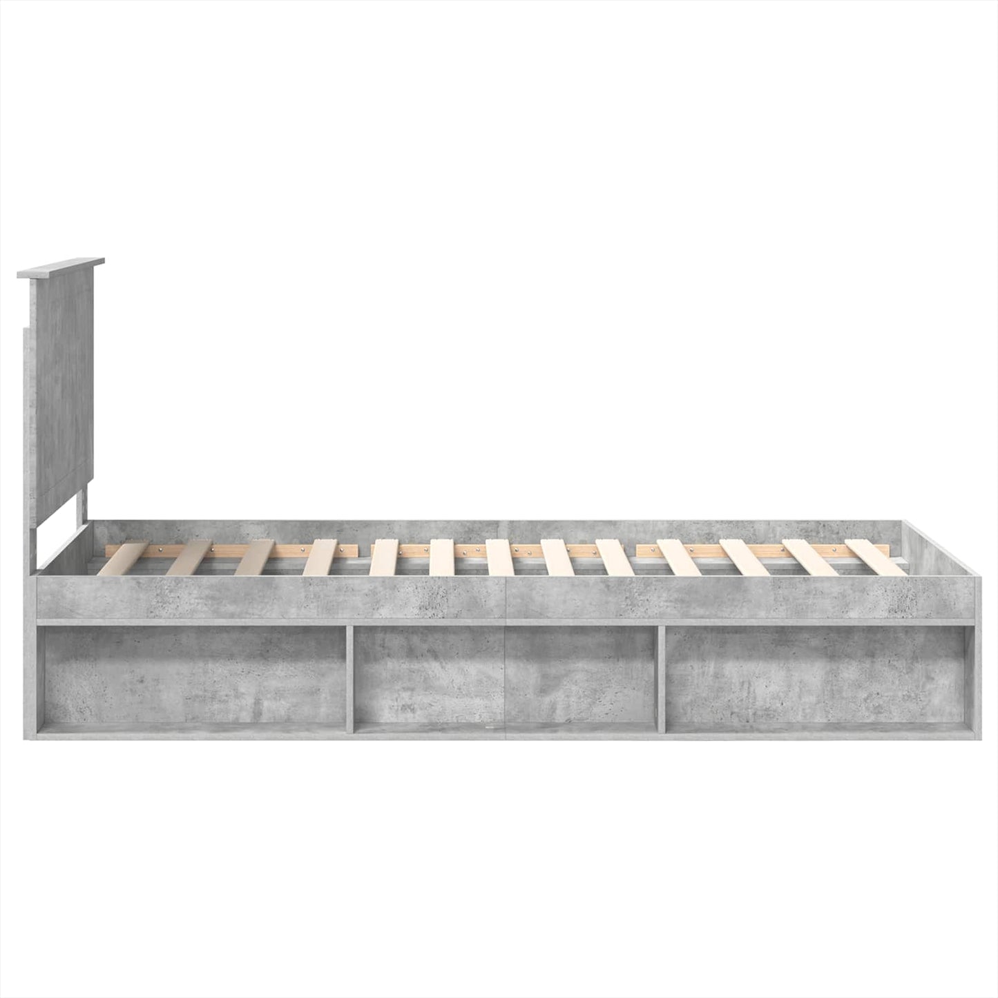 Ágykeret fejtámlával Beton Szürke 90 x 190 cm Tömör fenyőfa