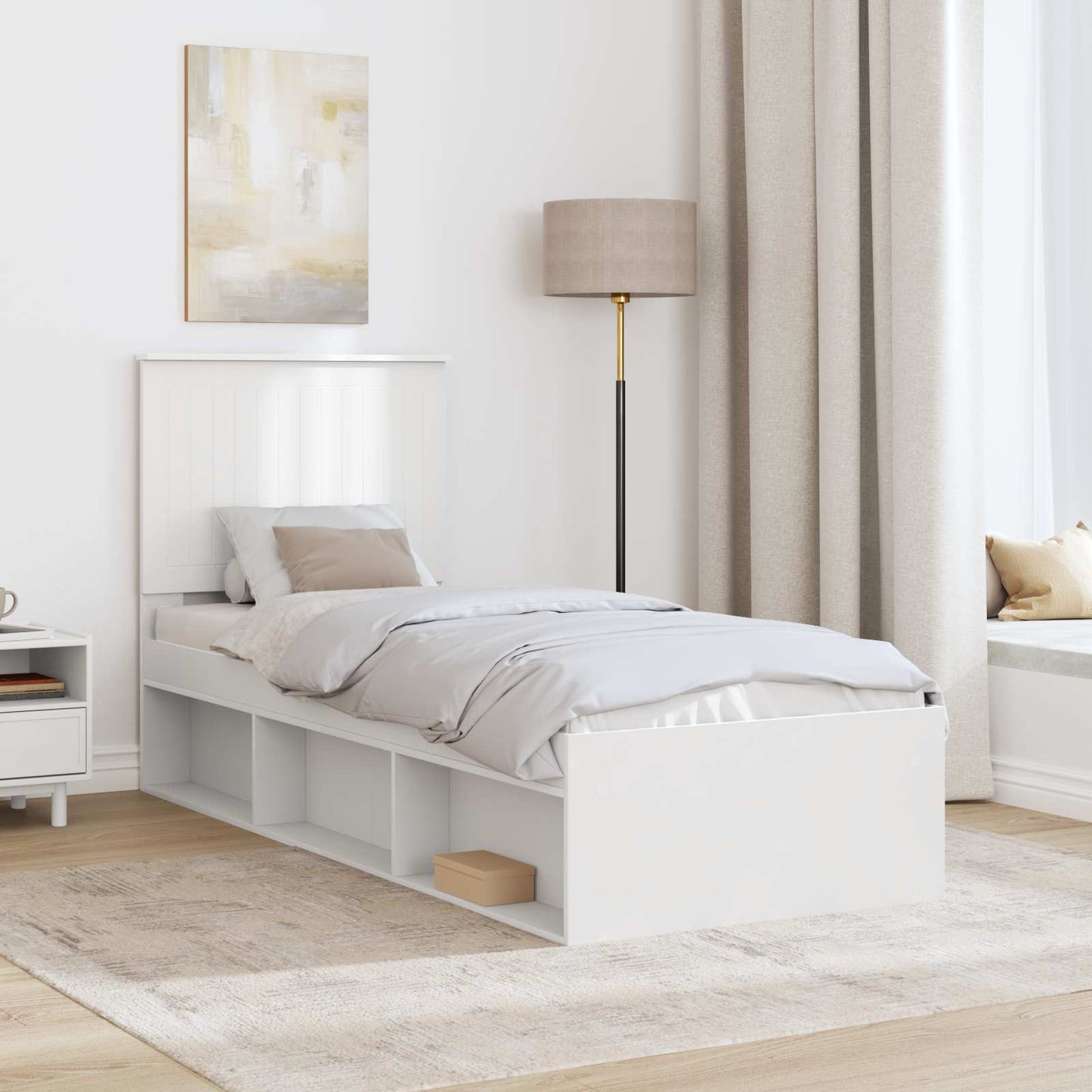 Ágykeret fejtámlával Fehér 75 x 190 cm Tömör fenyőfa