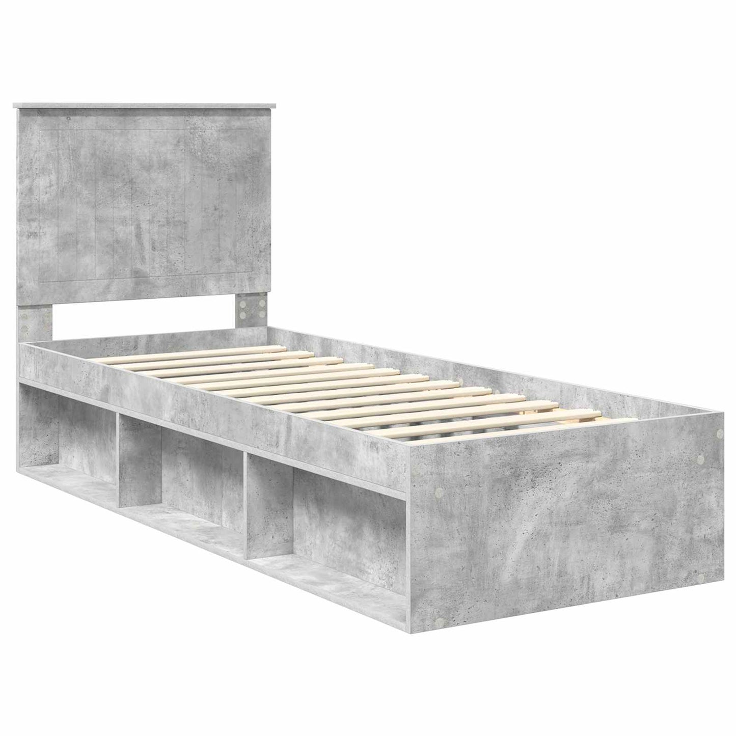 Ágykeret fejtámlával Beton Szürke 75 x 190 cm Tömör fenyőfa