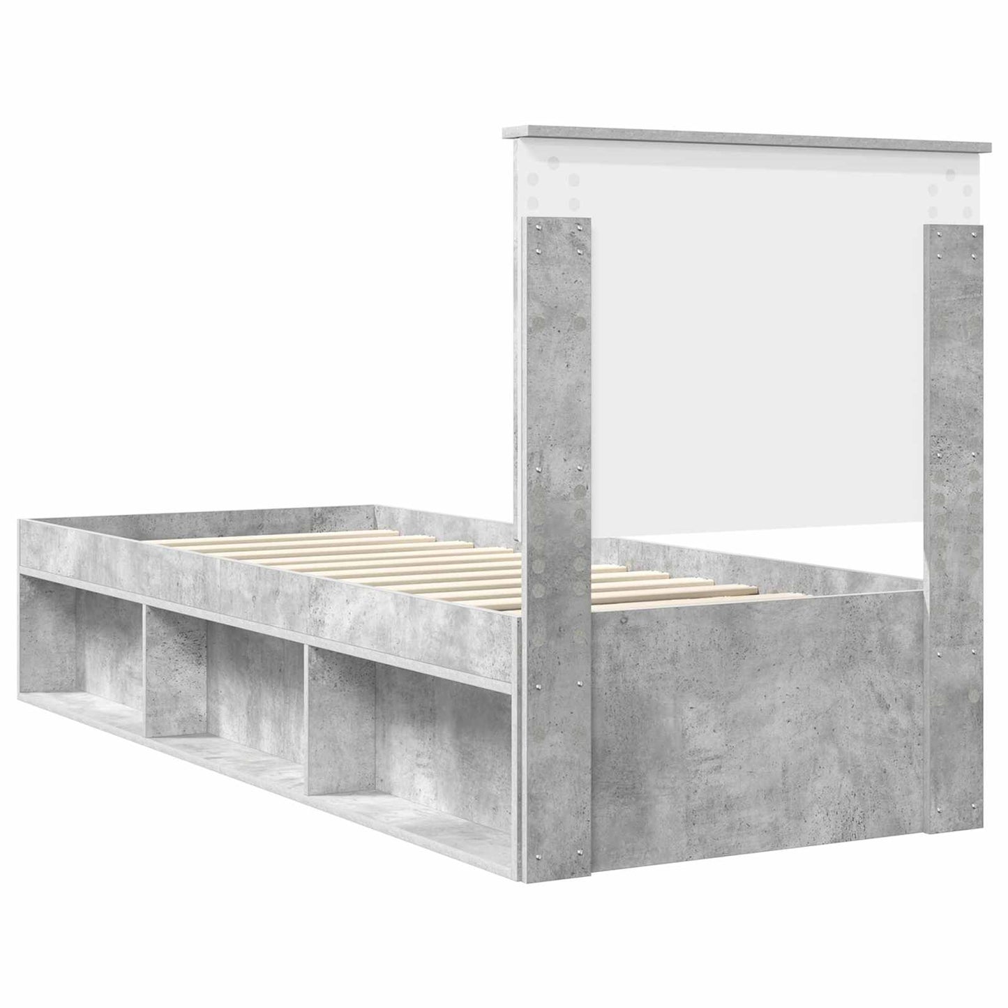 Ágykeret fejtámlával Beton Szürke 75 x 190 cm Tömör fenyőfa