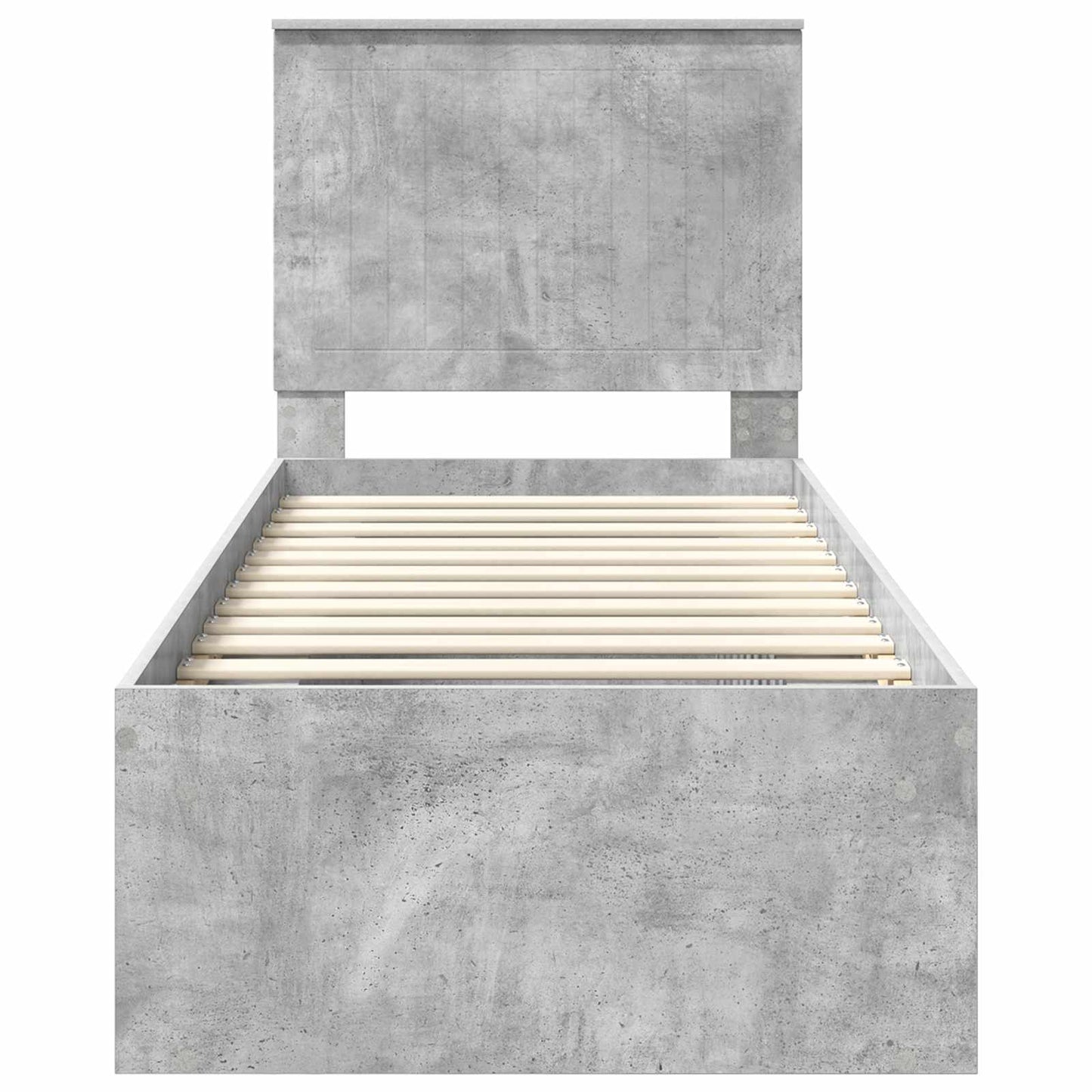 Ágykeret fejtámlával Beton Szürke 75 x 190 cm Tömör fenyőfa