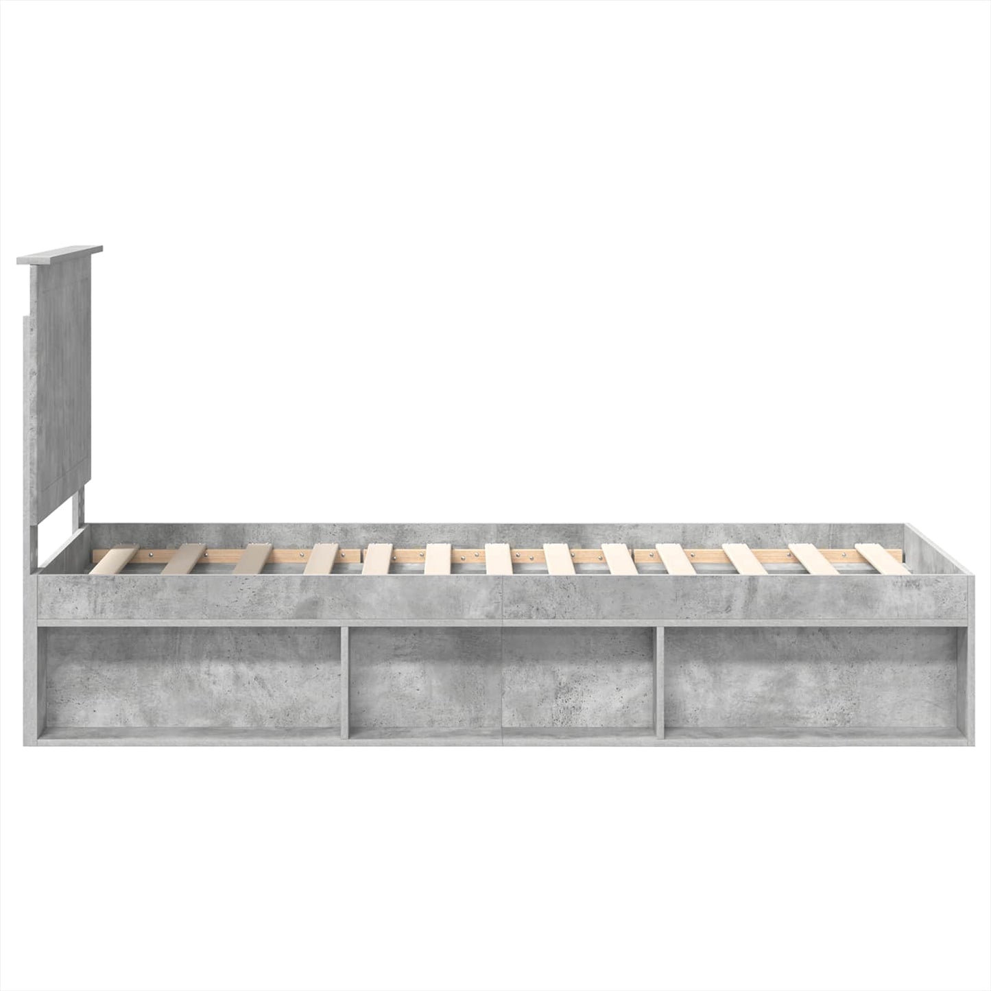 Ágykeret fejtámlával Beton Szürke 75 x 190 cm Tömör fenyőfa