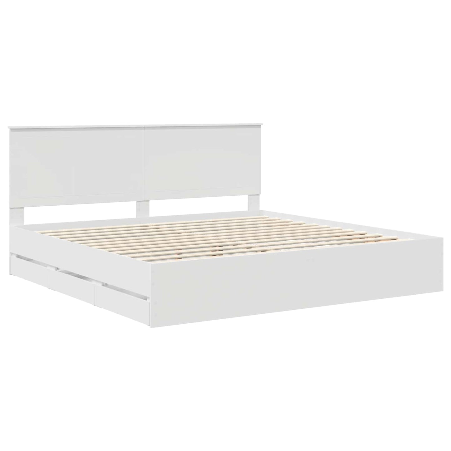Ágykeret fiókkal fejtámlával Fehér 200 x 200 cm Mérnöki Fa