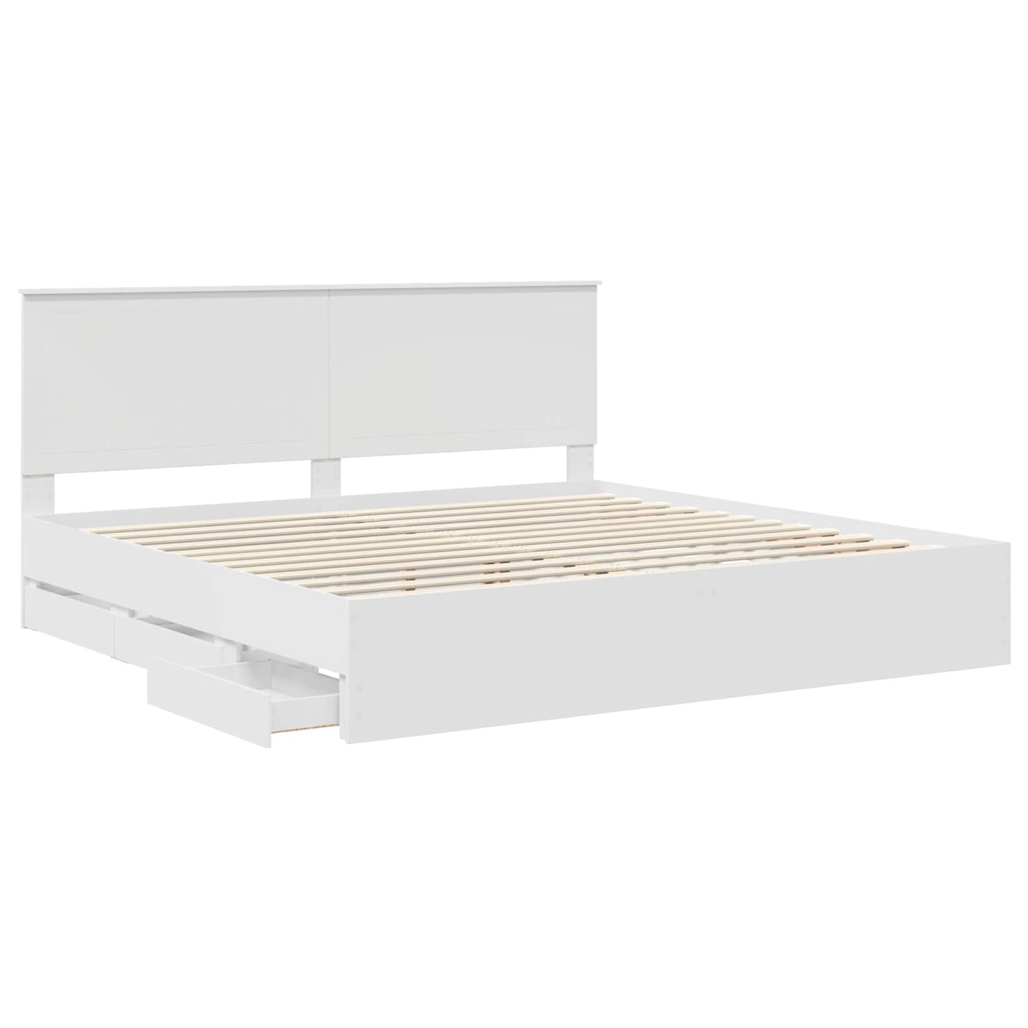 Ágykeret fiókkal fejtámlával Fehér 200 x 200 cm Mérnöki Fa