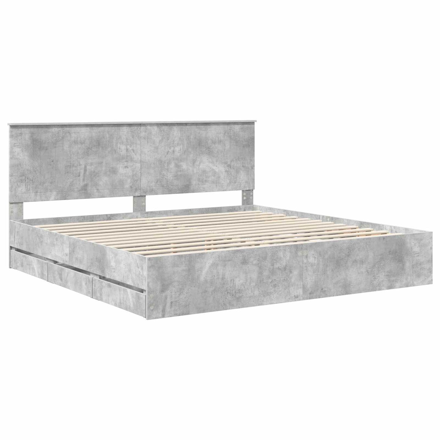 Ágykeret fiókkal tárolóval Beton Szürke 200 x 200 cm Mérnöki Fa
