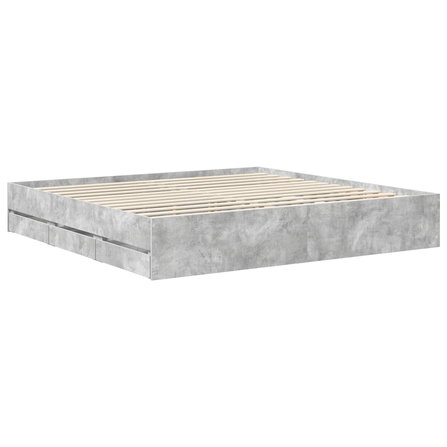 Ágykeret fiókkal tárolóval Beton Szürke 200 x 200 cm Mérnöki Fa
