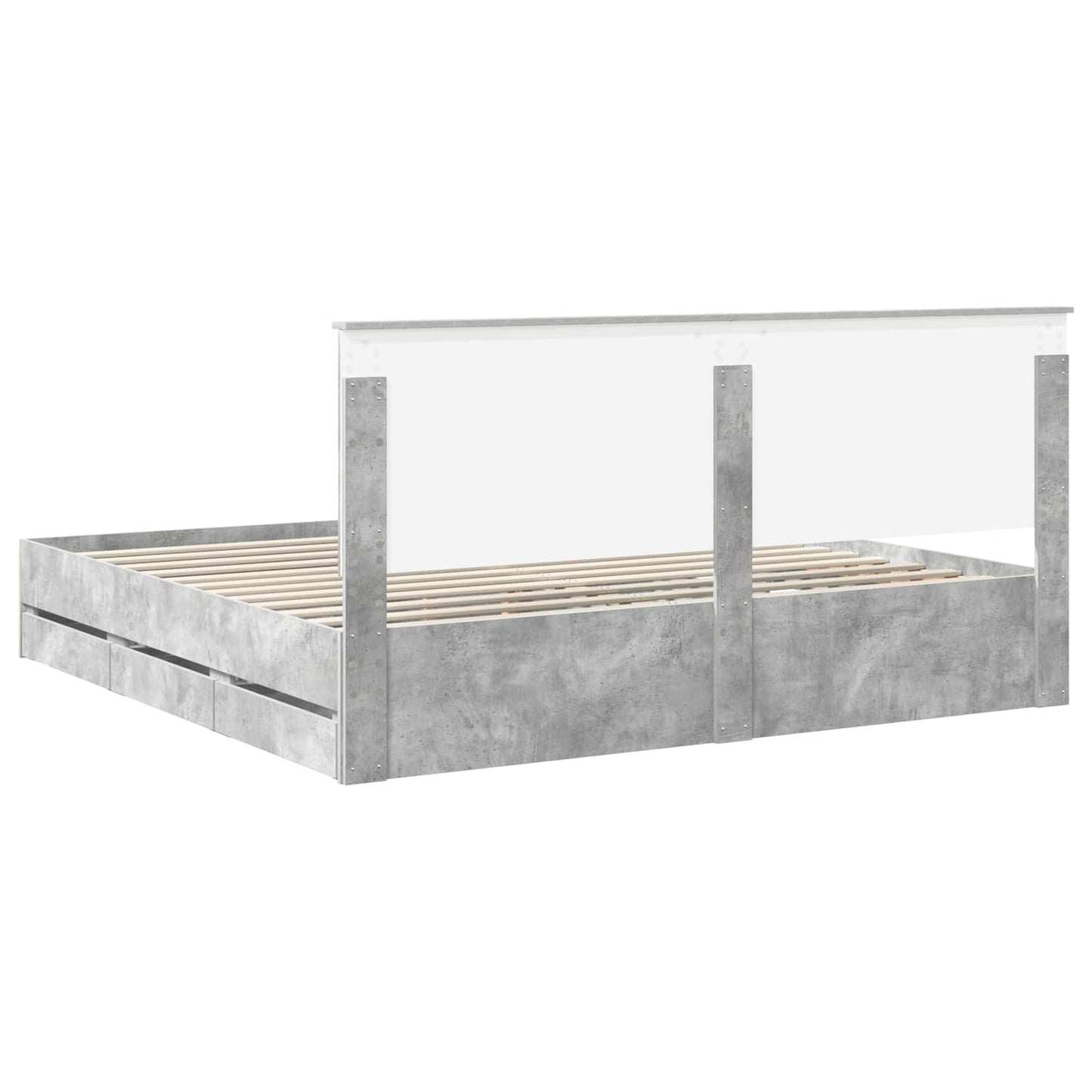 Ágykeret fiókkal tárolóval Beton Szürke 200 x 200 cm Mérnöki Fa