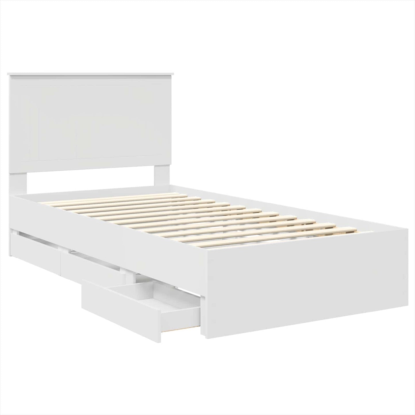 Ágykeret fiókkal fejtámlával Fehér 100 x 200 cm Mérnöki Fa
