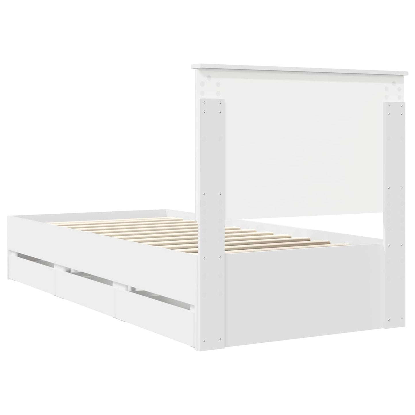Ágykeret fiókkal fejtámlával Fehér 90 x 200 cm Mérnöki Fa