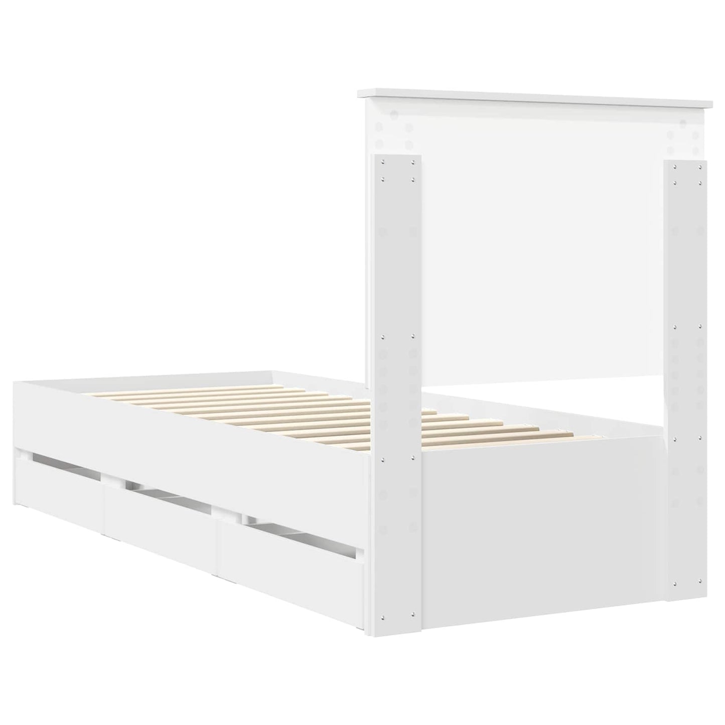 Ágykeret fiókkal fejtámlával Fehér 75 x 190 cm Mérnöki Fa