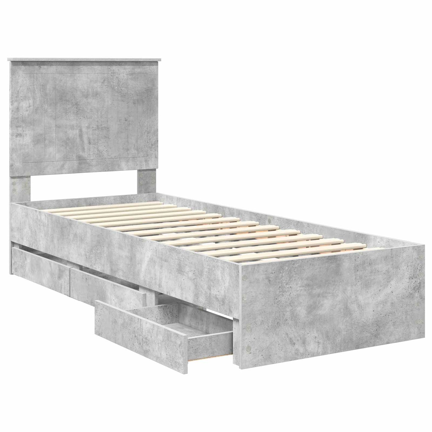 Ágykeret fiókkal tárolóval Beton Szürke 75 x 190 cm Mérnöki Fa