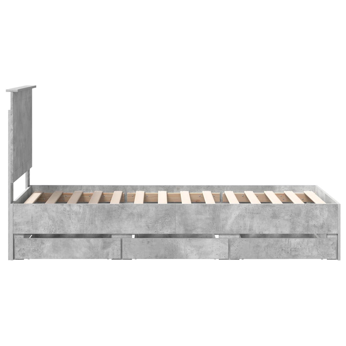 Ágykeret fiókkal tárolóval Beton Szürke 75 x 190 cm Mérnöki Fa