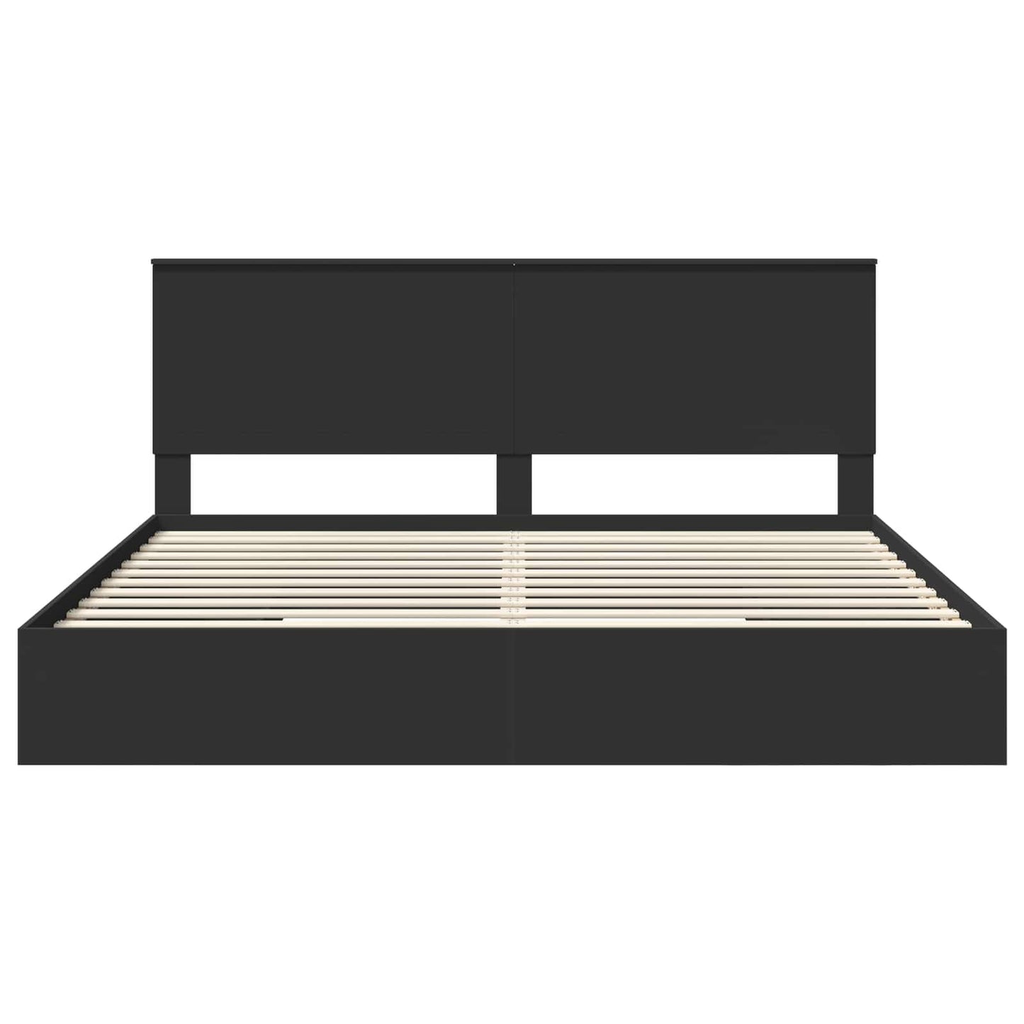 Tárolós Ágy fiókkal fejtámlával Fekete 200 x 200 cm Szerelt Fa