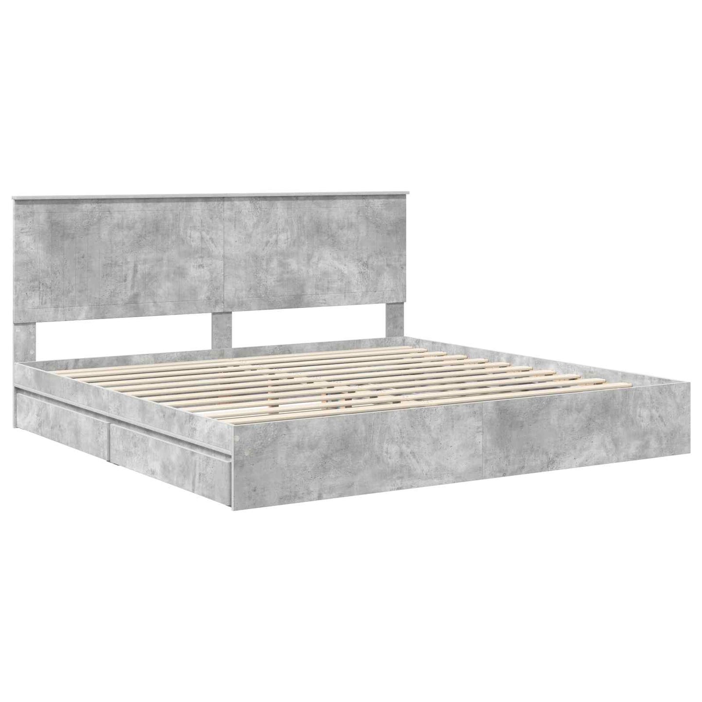 Tárolós Ágy fiókkal Beton Szürke 200 x 200 cm Szerelt Fa