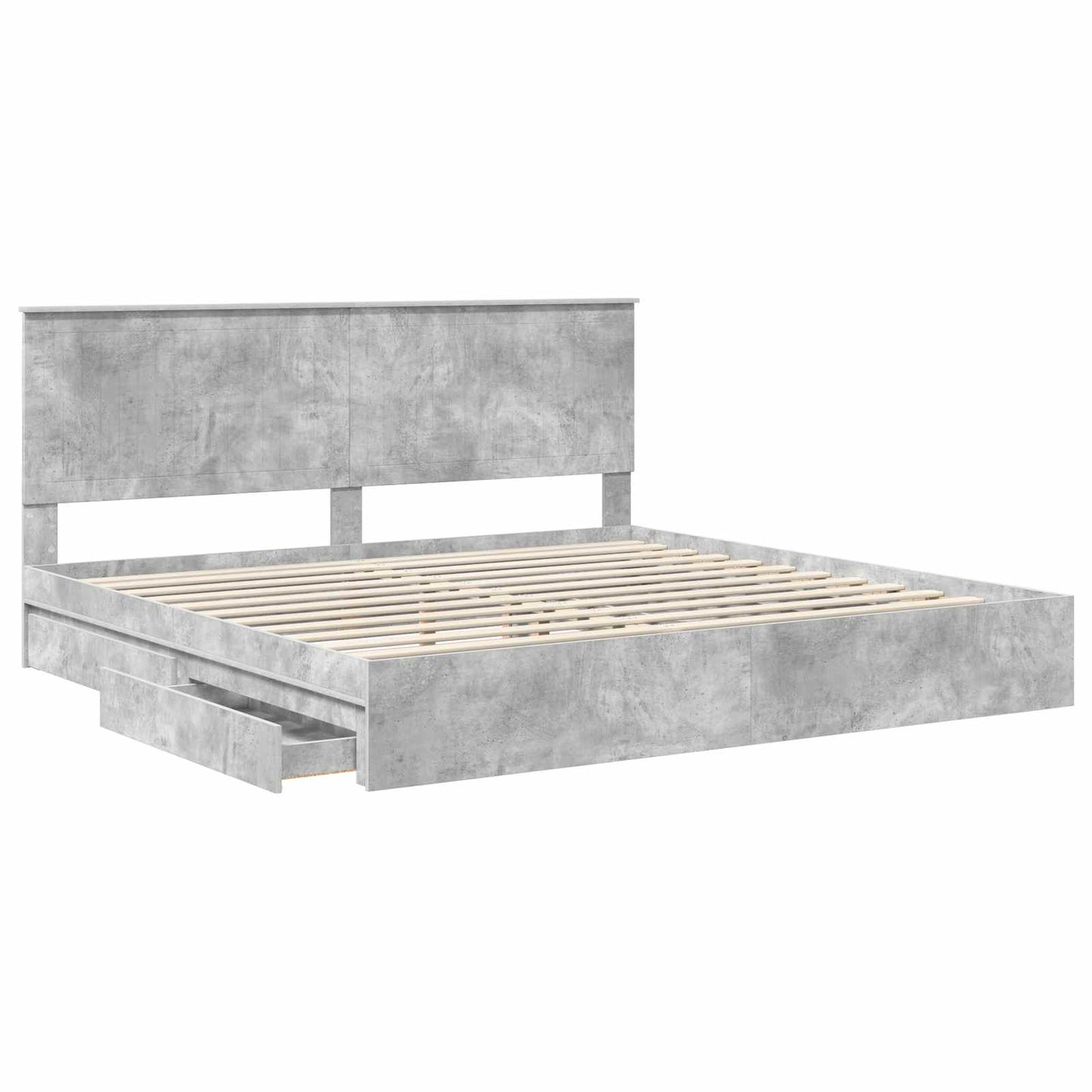Tárolós Ágy fiókkal Beton Szürke 200 x 200 cm Szerelt Fa