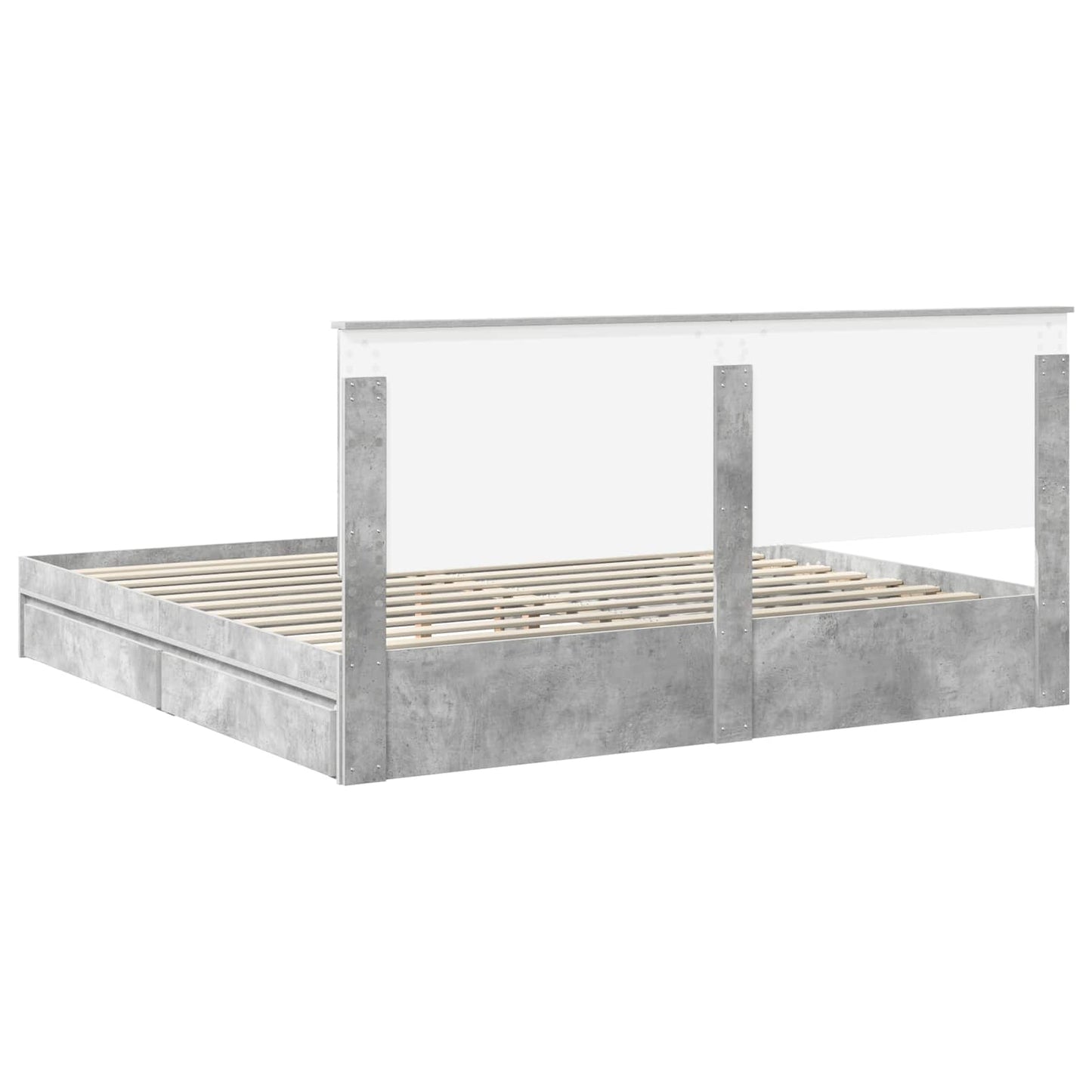 Tárolós Ágy fiókkal Beton Szürke 200 x 200 cm Szerelt Fa