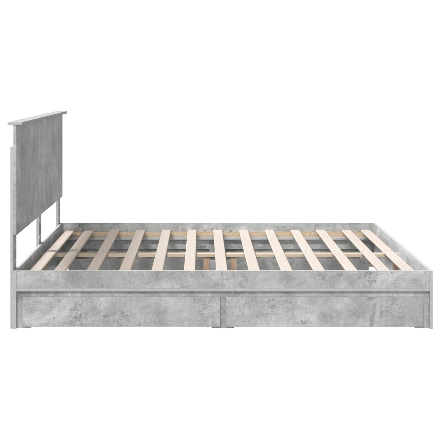 Tárolós Ágy fiókkal Beton Szürke 200 x 200 cm Szerelt Fa