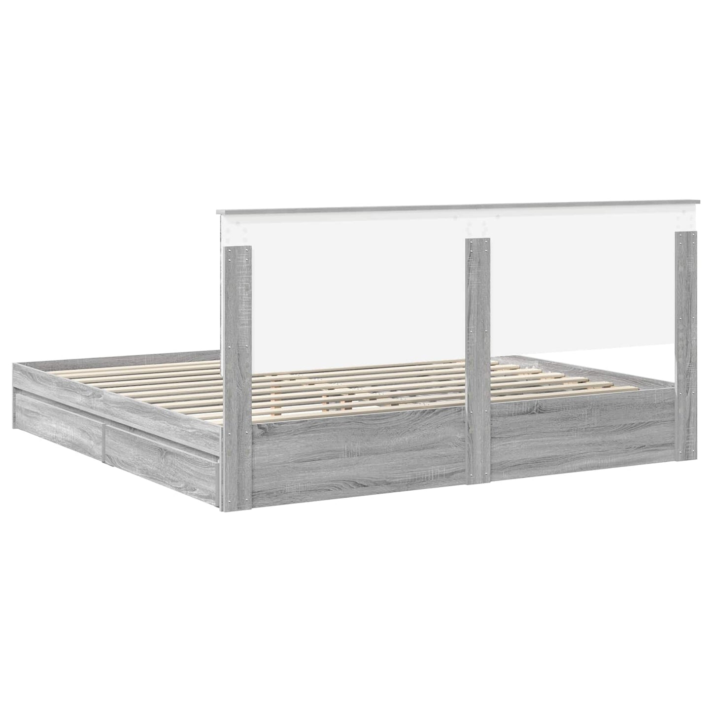Tárolós Ágy fiókkal Szürke Sonoma 200 x 200 cm Szerelt Fa