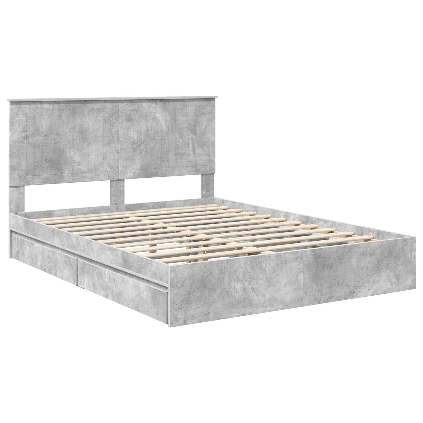 Tárolós Ágy fiókkal Beton Szürke 150 x 200 cm Szerelt Fa