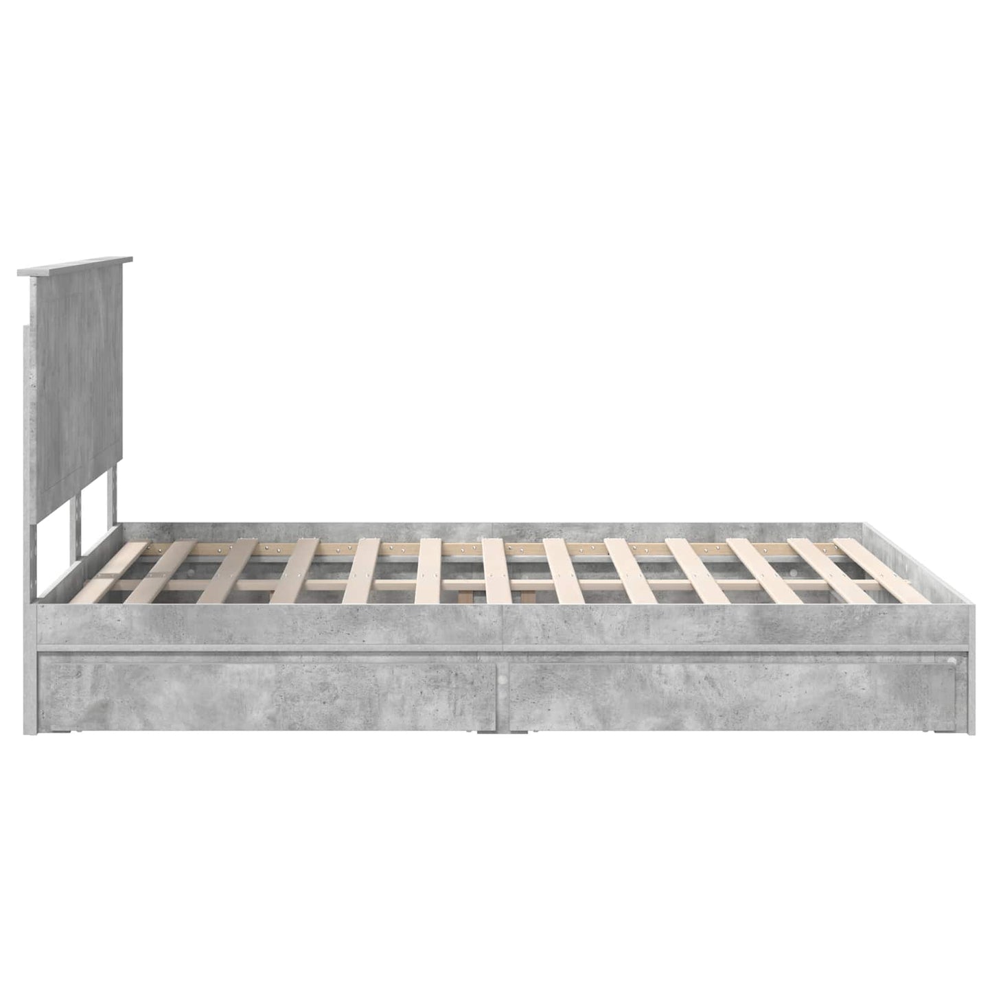Tárolós Ágy fiókkal Beton Szürke 150 x 200 cm Szerelt Fa