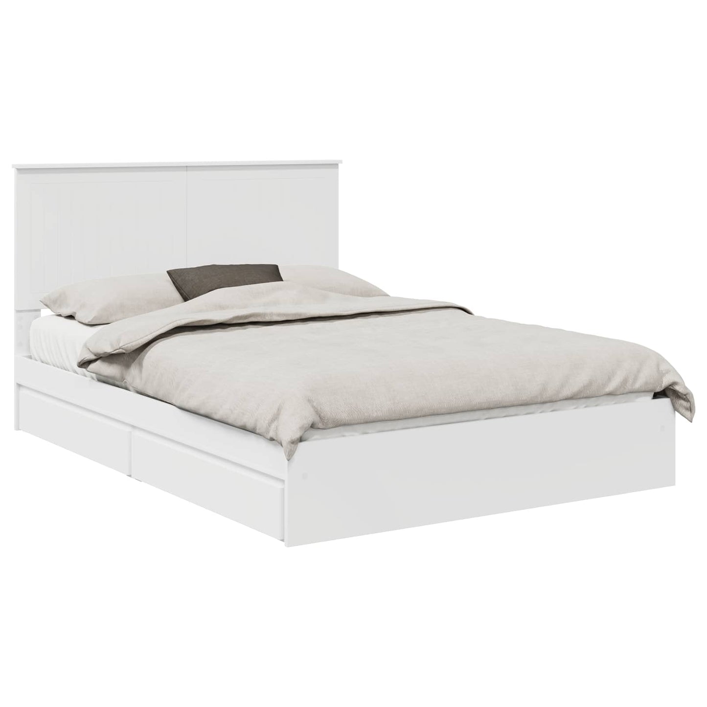 Tárolós Ágy fiókkal fejtámlával Fehér 140 x 190 cm Szerelt Fa