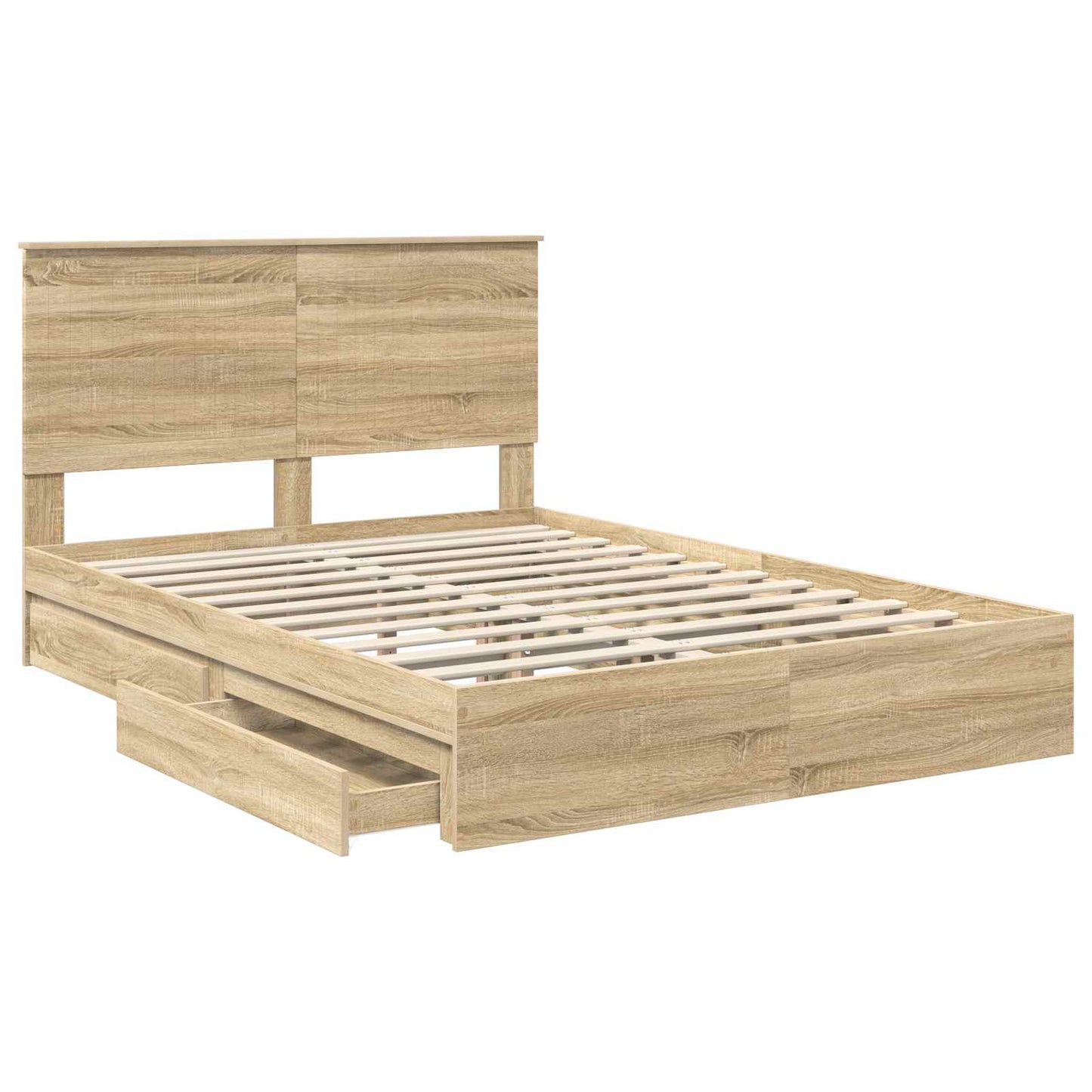 Tárolós Ágy fiókkal Sonoma tölgy 140 x 190 cm Szerelt Fa