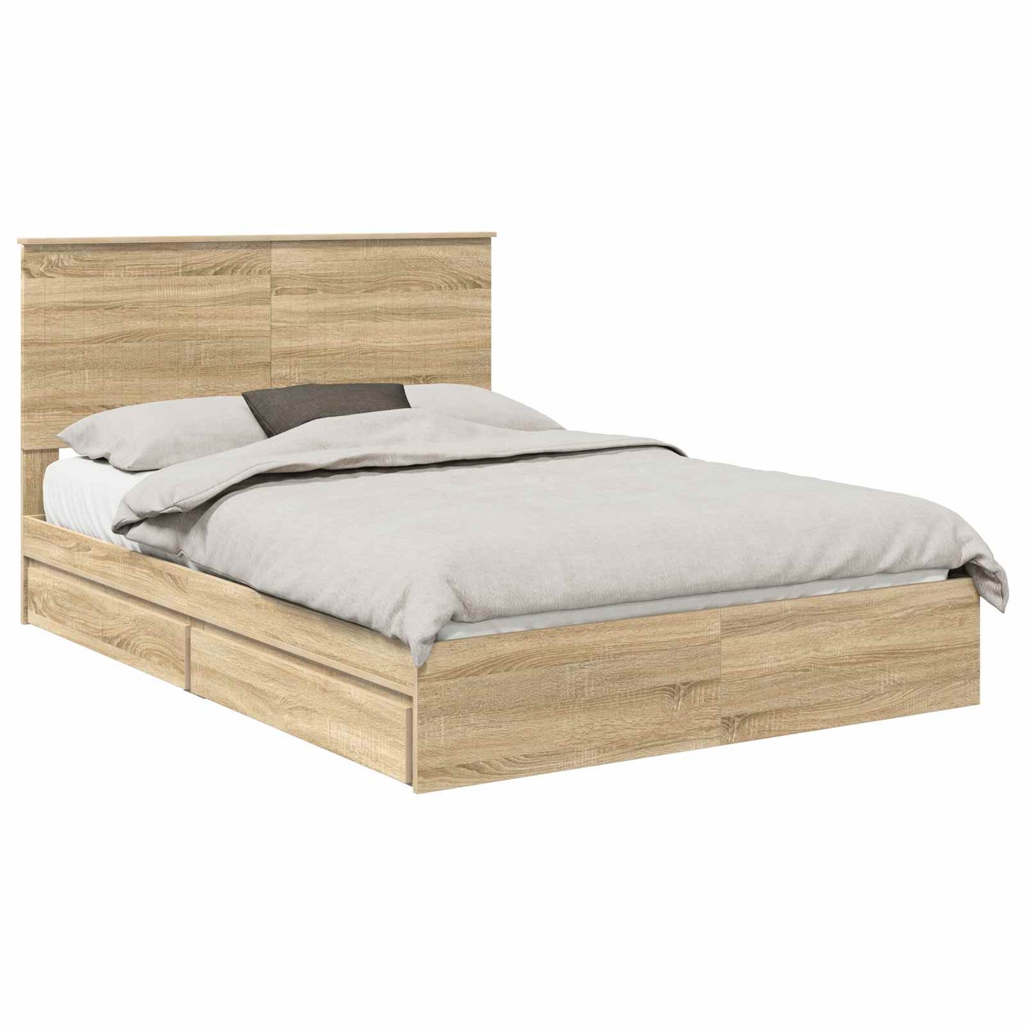 Tárolós Ágy fiókkal Sonoma tölgy 135 x 190 cm Szerelt Fa