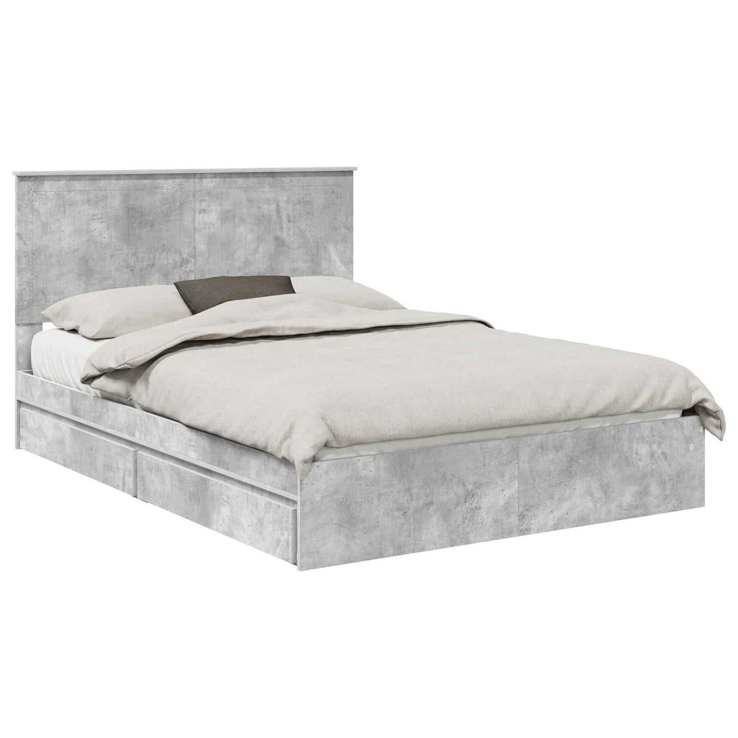 Tárolós Ágy fiókkal Beton Szürke 135 x 190 cm Szerelt Fa