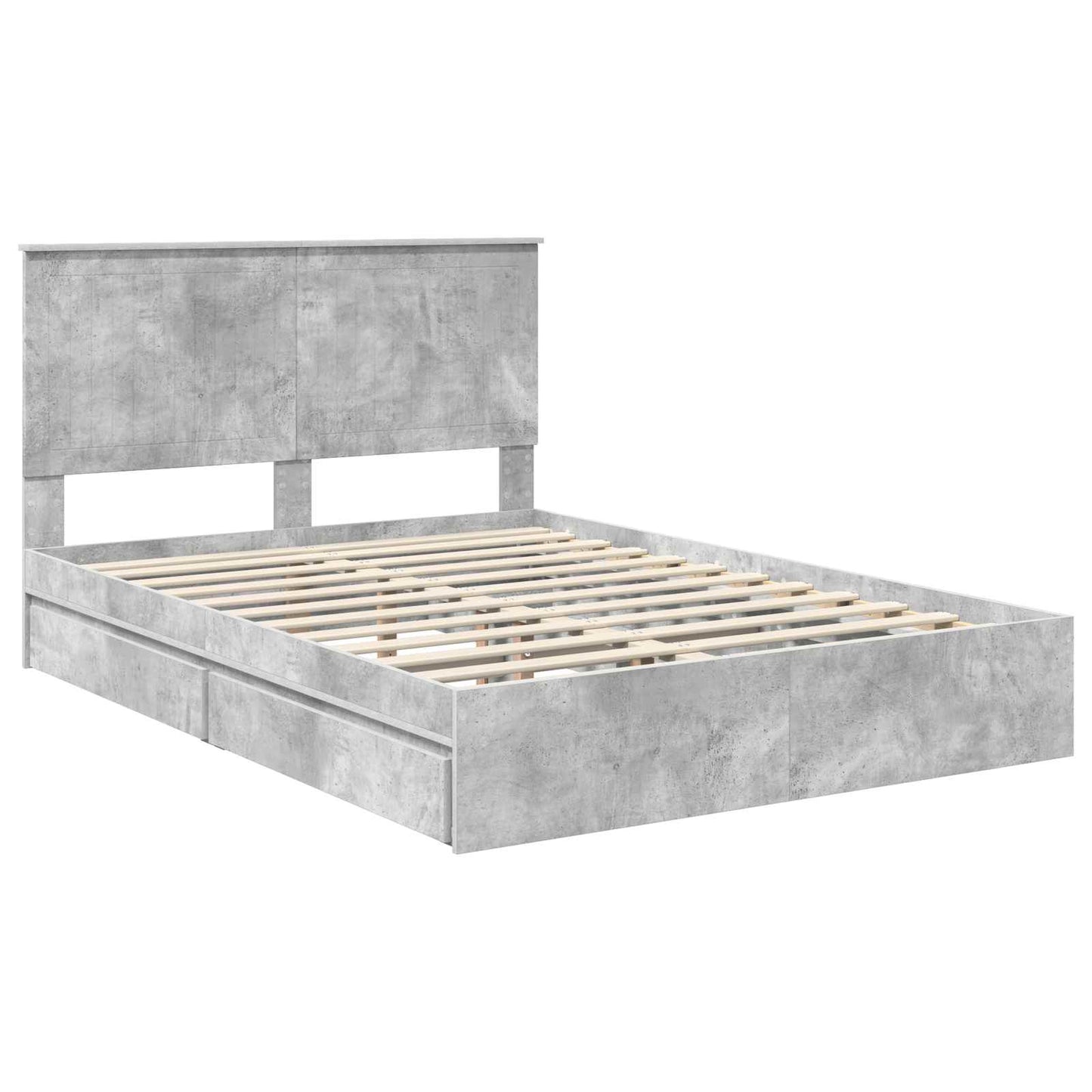 Tárolós Ágy fiókkal Beton Szürke 135 x 190 cm Szerelt Fa