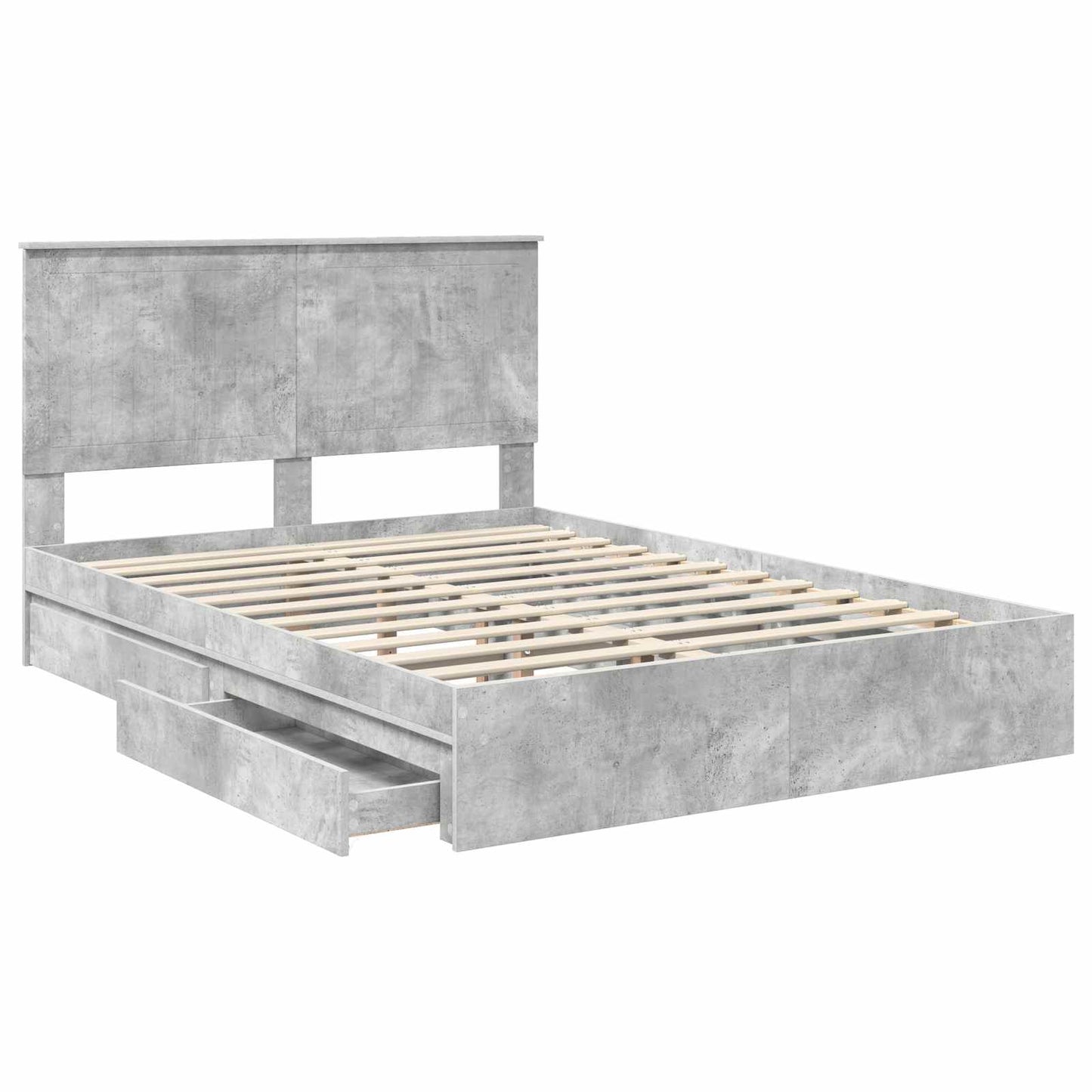 Tárolós Ágy fiókkal Beton Szürke 135 x 190 cm Szerelt Fa