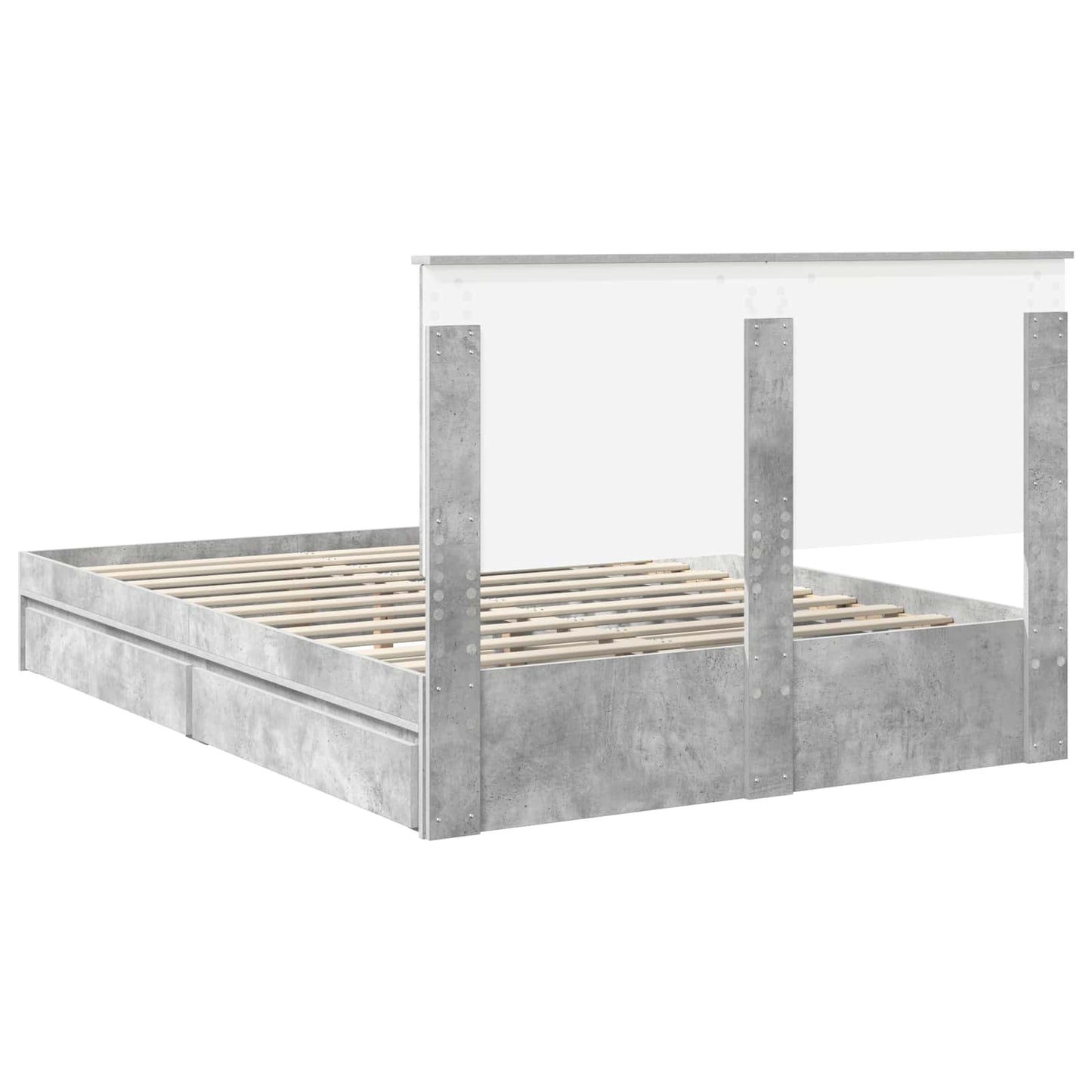 Tárolós Ágy fiókkal Beton Szürke 135 x 190 cm Szerelt Fa