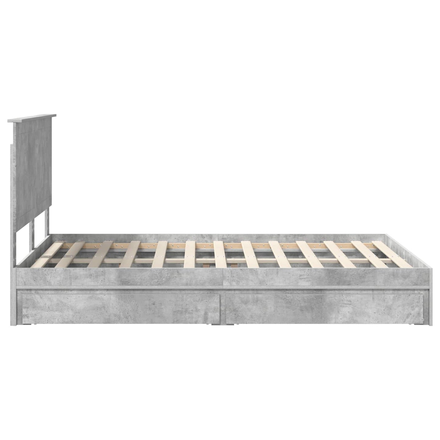 Tárolós Ágy fiókkal Beton Szürke 135 x 190 cm Szerelt Fa