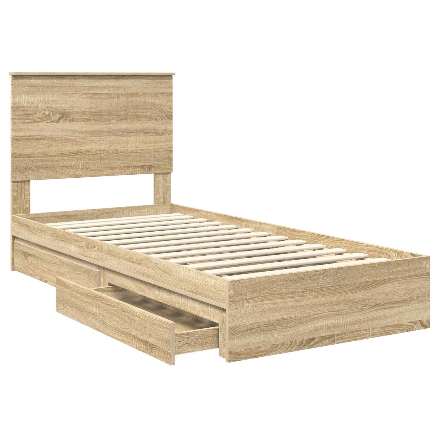 Tárolós Ágy fiókkal Sonoma tölgy 90 x 200 cm Szerelt Fa