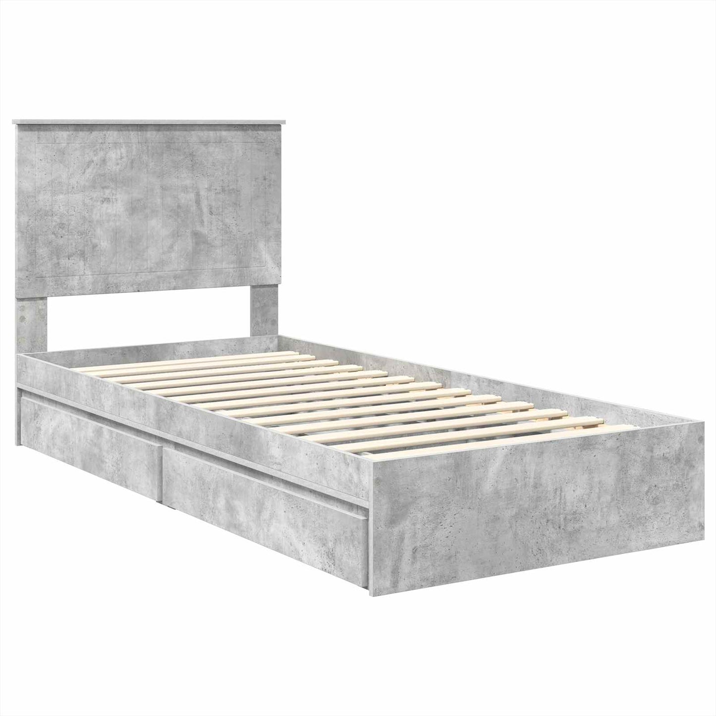 Tárolós Ágy fiókkal Beton Szürke 90 x 190 cm Szerelt Fa