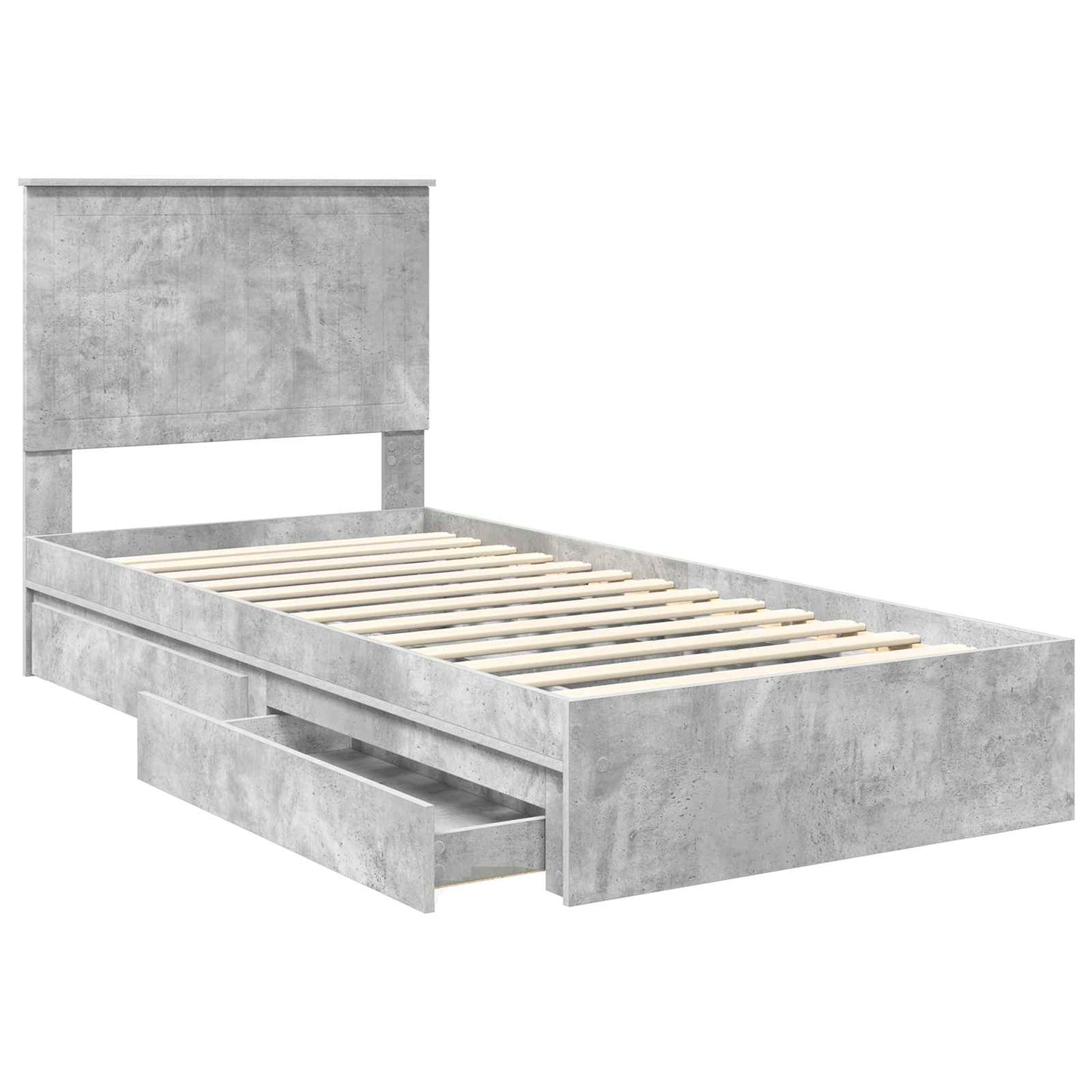 Tárolós Ágy fiókkal Beton Szürke 90 x 190 cm Szerelt Fa