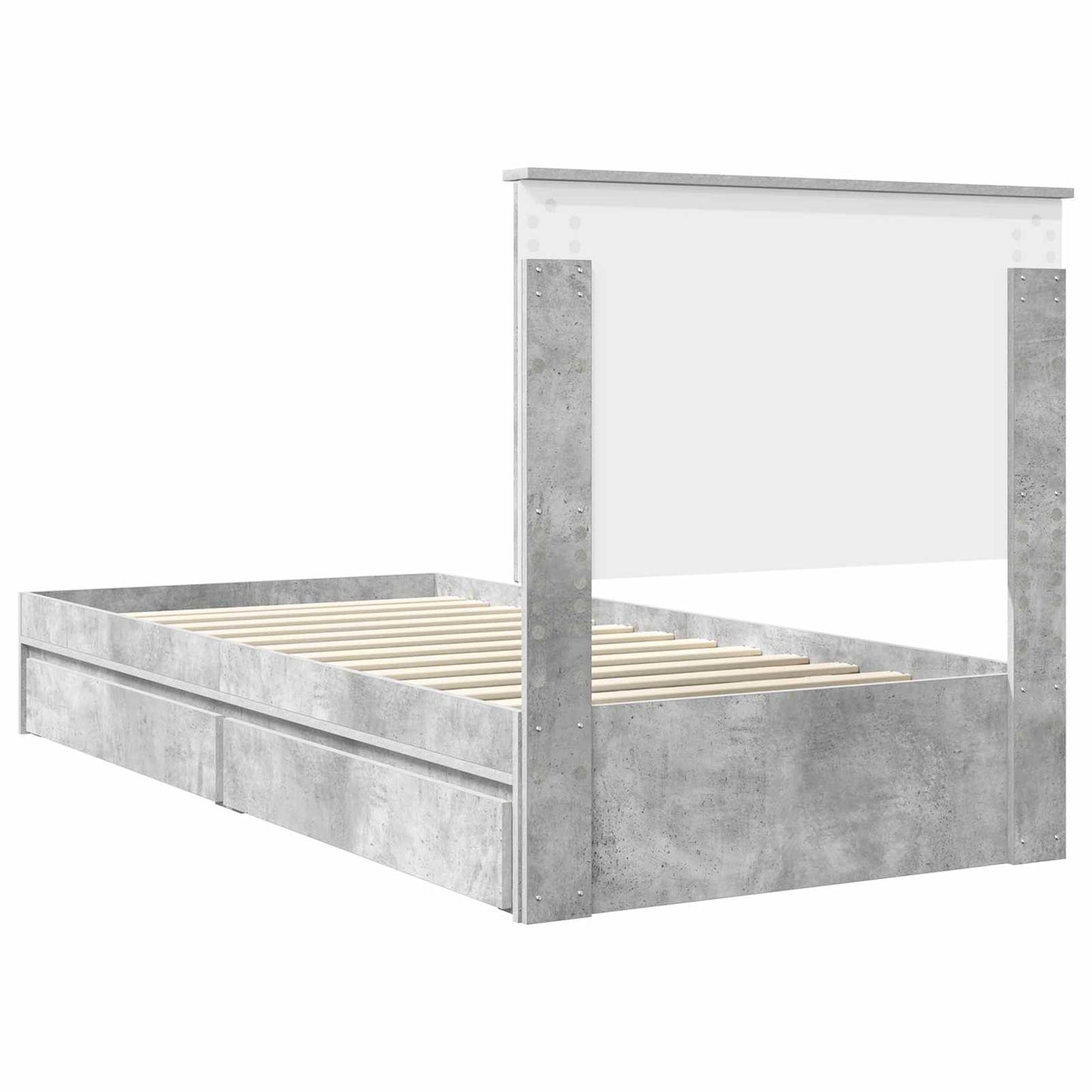 Tárolós Ágy fiókkal Beton Szürke 90 x 190 cm Szerelt Fa