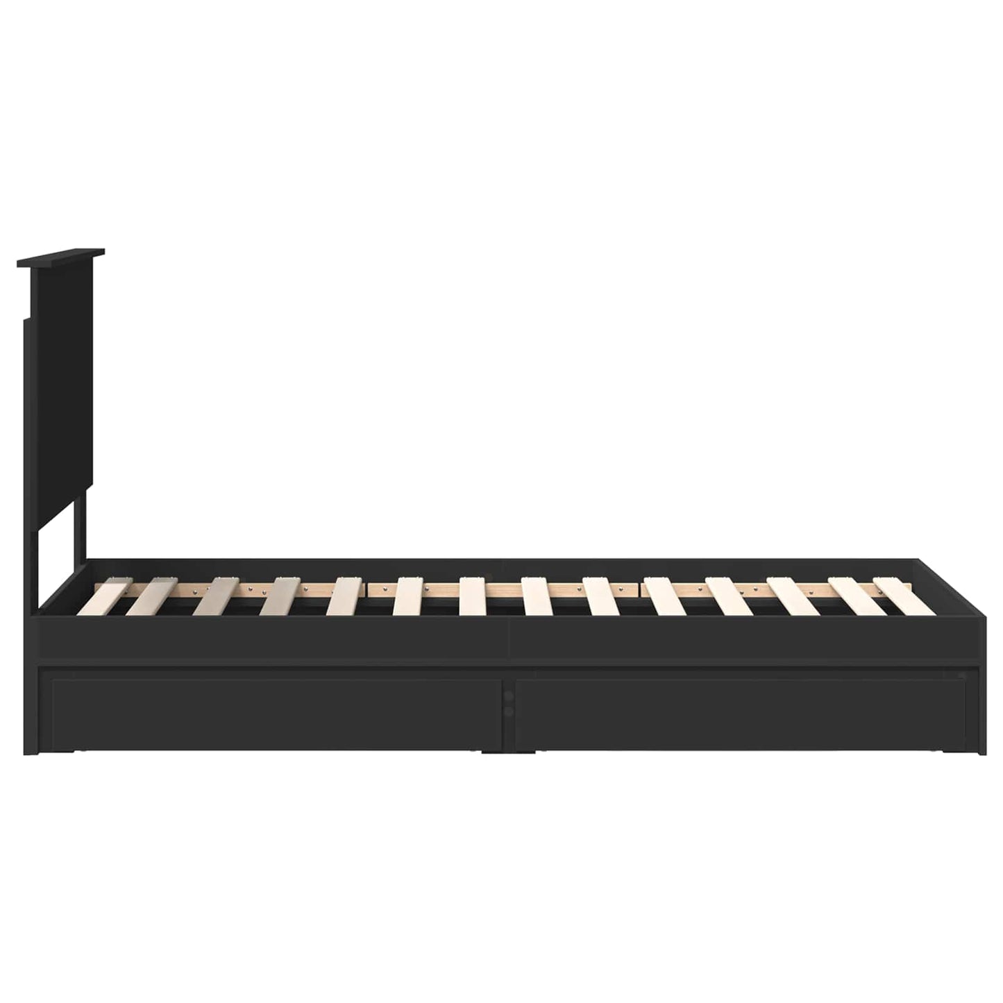Tárolós Ágy fiókkal fejtámlával Fekete 75 x 190 cm Szerelt Fa