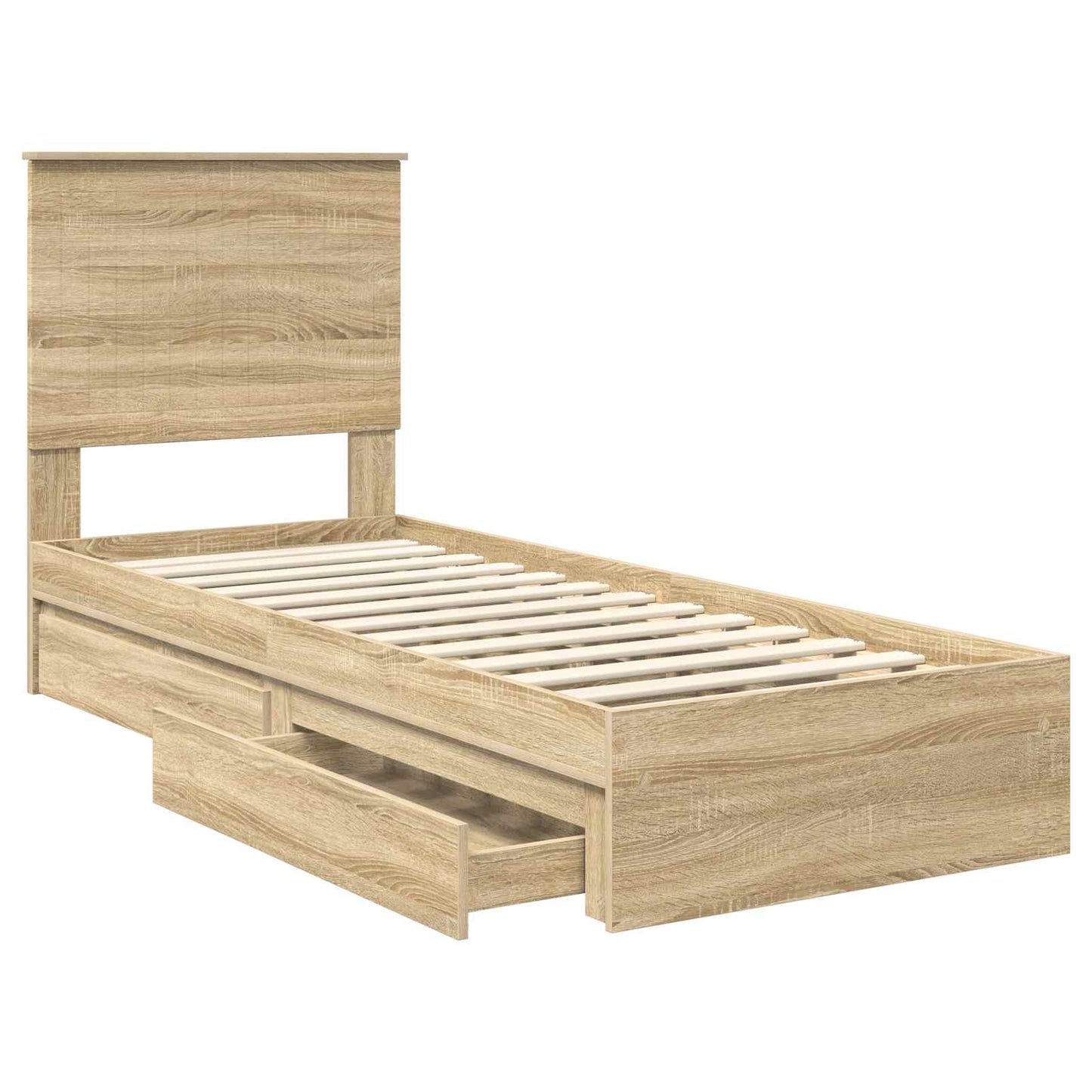 Tárolós Ágy fiókkal Sonoma tölgy 75 x 190 cm Szerelt Fa