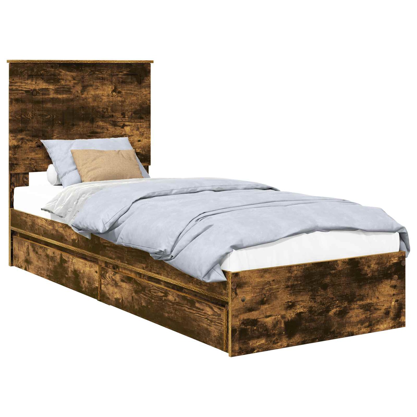 Tárolós Ágy fiókkal Füstölt tölgy 75 x 190 cm Szerelt Fa