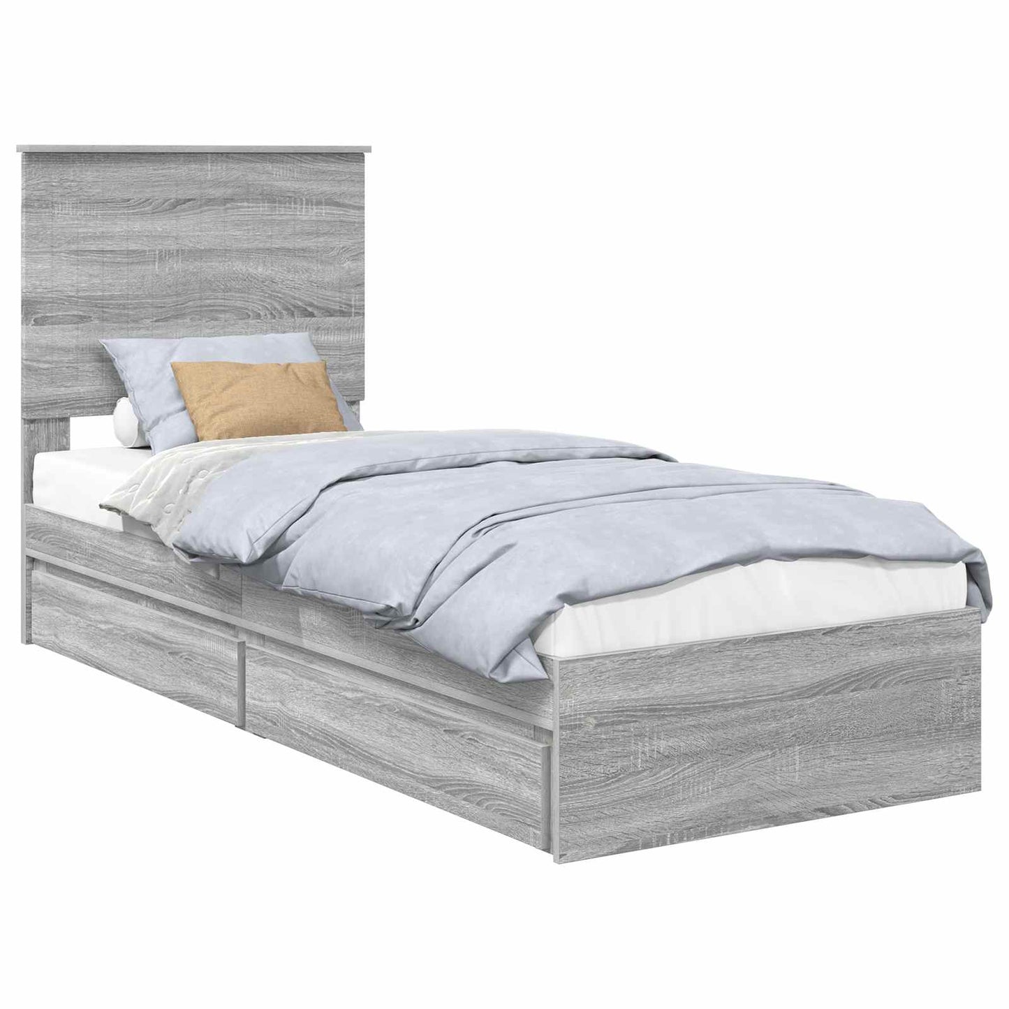 Tárolós Ágy fiókkal Szürke Sonoma 75 x 190 cm Szerelt Fa