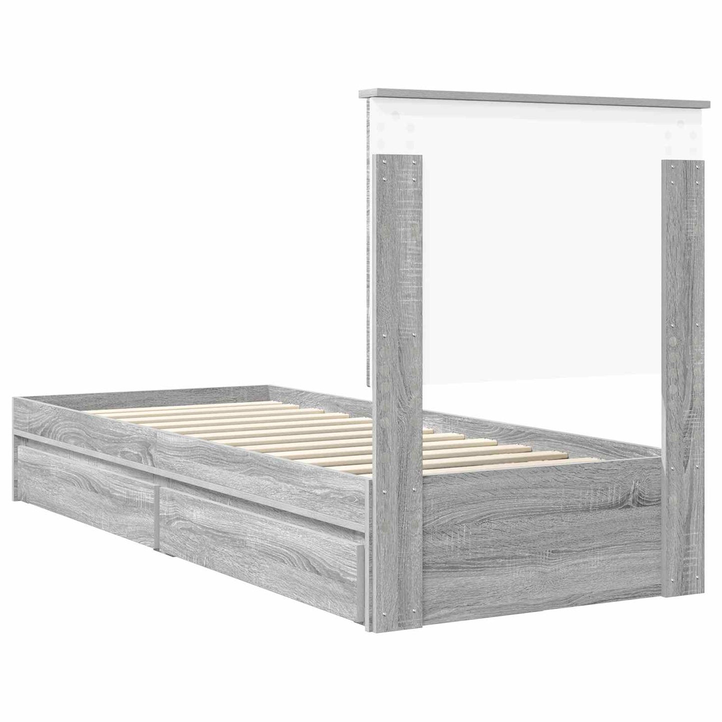 Tárolós Ágy fiókkal Szürke Sonoma 75 x 190 cm Szerelt Fa