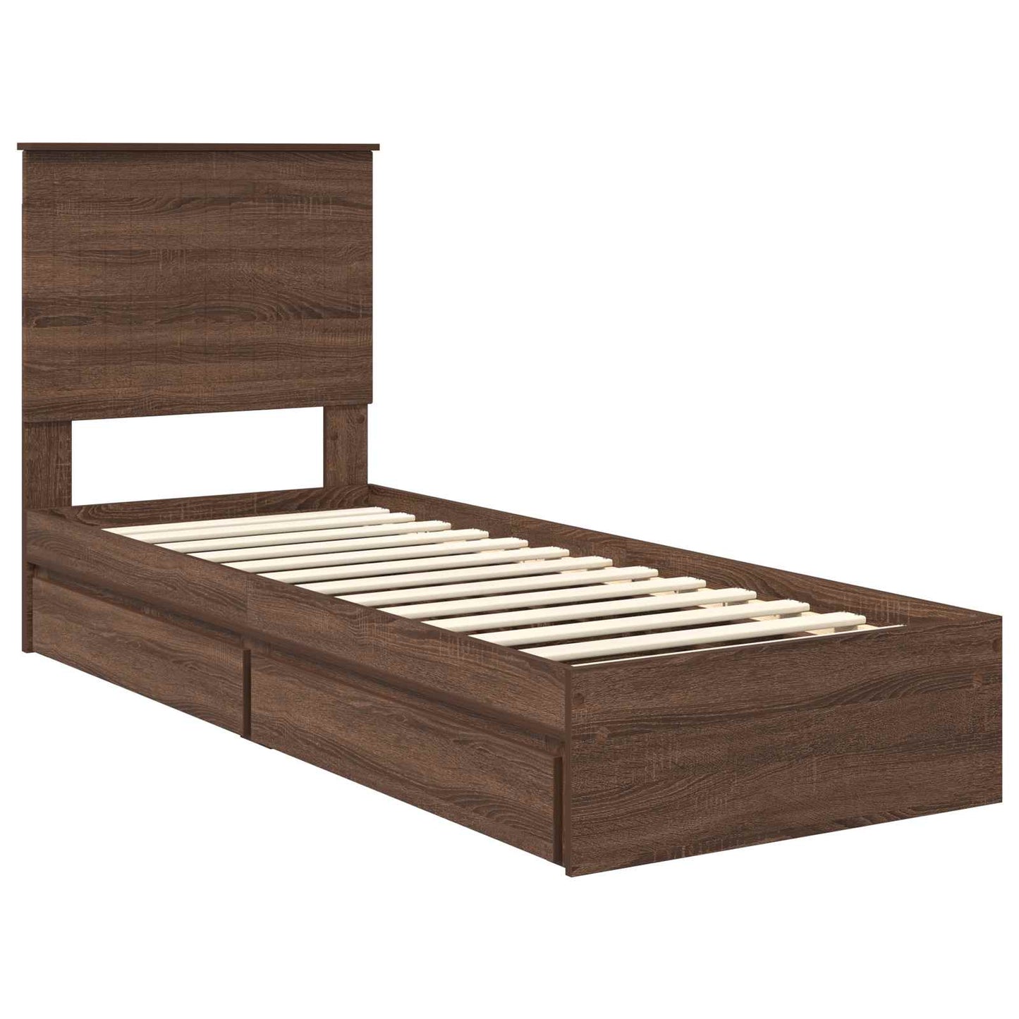 Tárolós Ágy fejtámlával fiókkal Barna Tölgy 75 x 190 cm Faanyag