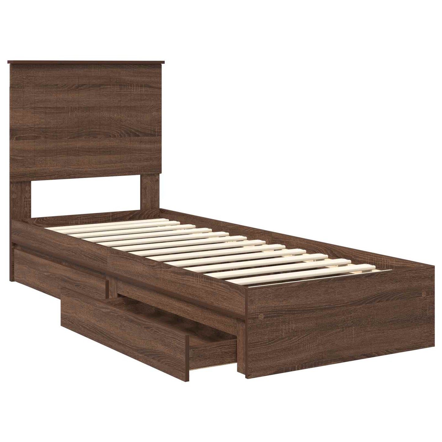 Tárolós Ágy fiókkal Barna Tölgy 75 x 190 cm Szerelt Fa