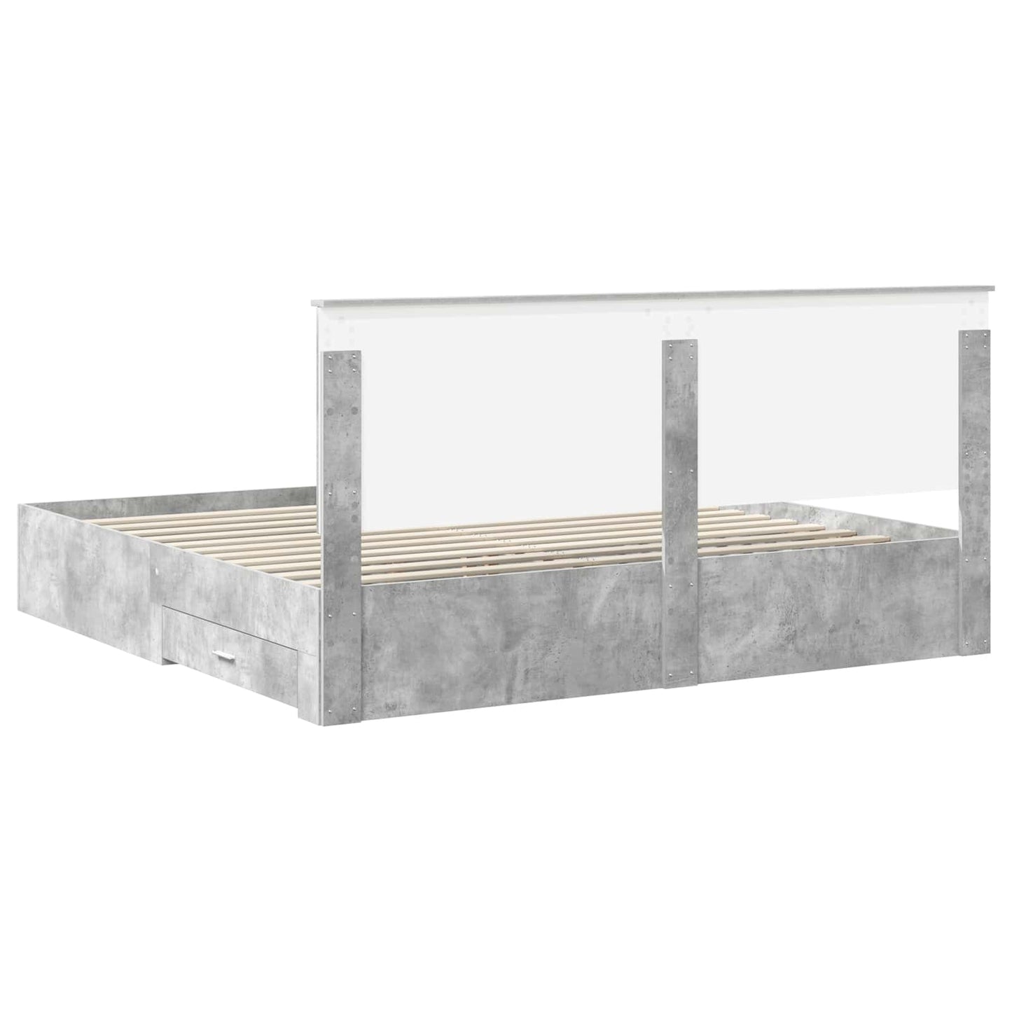Ágykeret fejtámlával fiókkal Beton Szürke 200 x 200 cm Faanyag