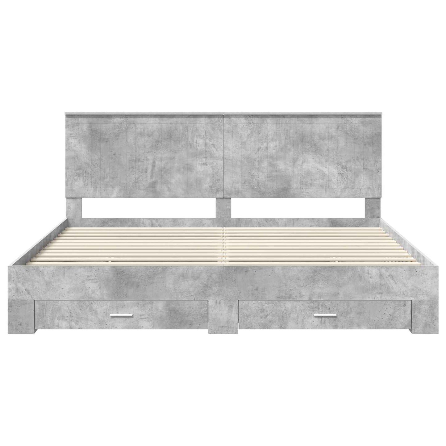 Ágykeret fejtámlával fiókkal Beton Szürke 200 x 200 cm Faanyag