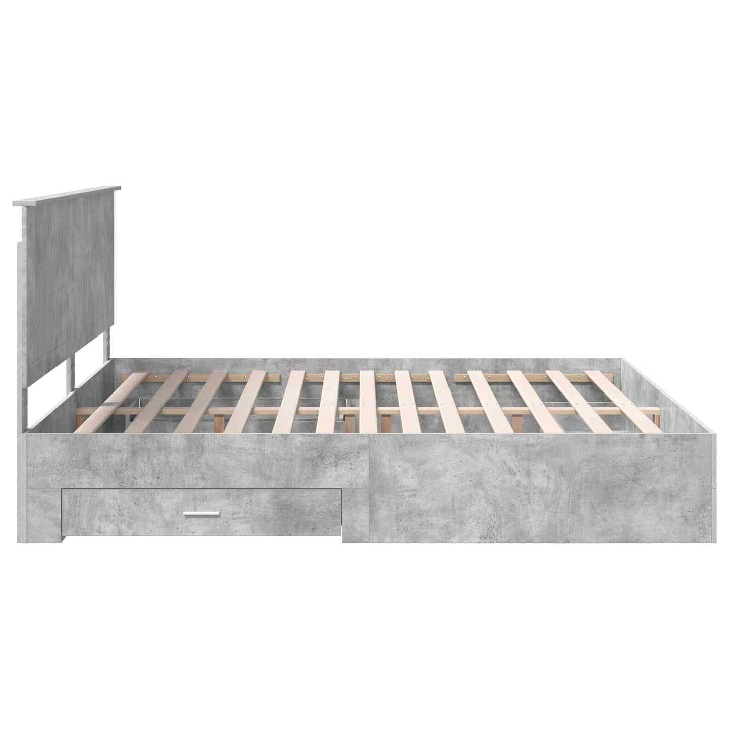 Ágykeret fejtámlával fiókkal Beton Szürke 200 x 200 cm Faanyag