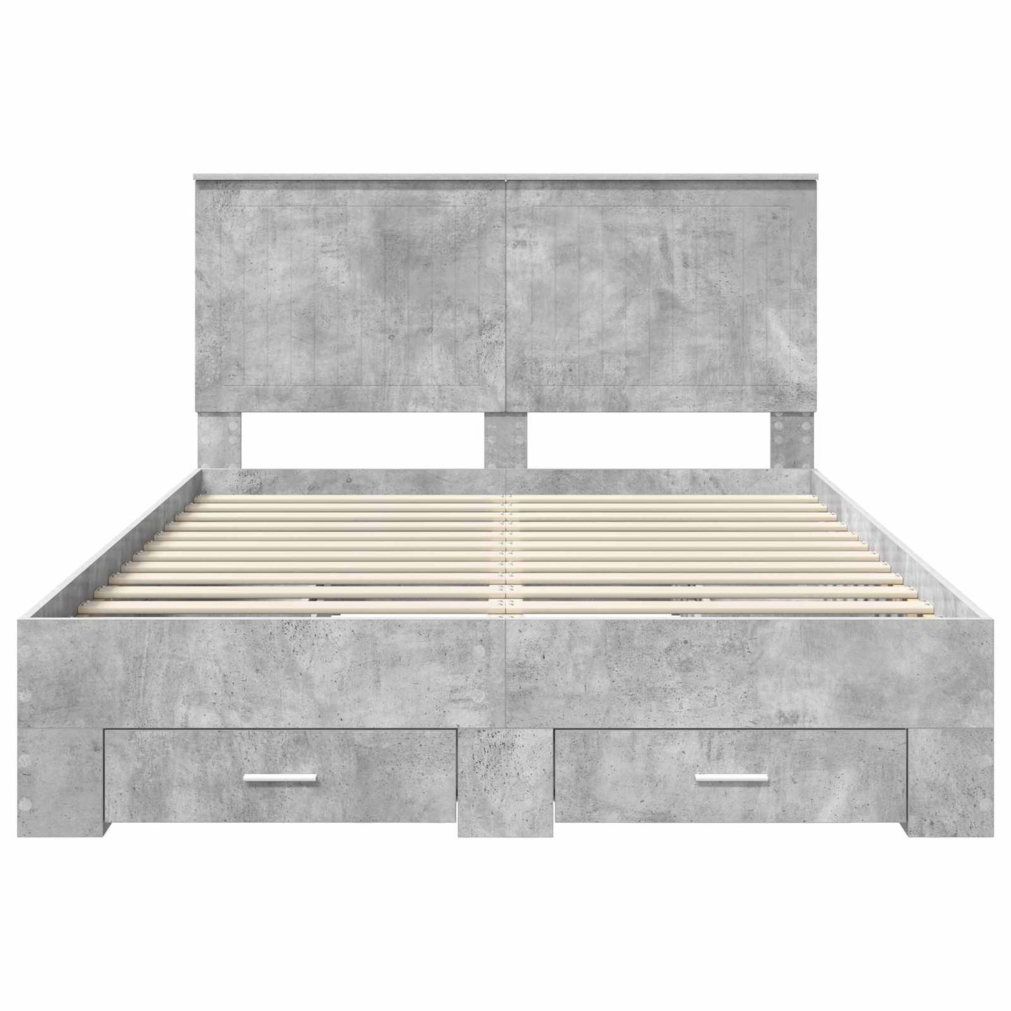 Ágykeret fejtámlával fiókkal Beton Szürke 140 x 200 cm Faanyag