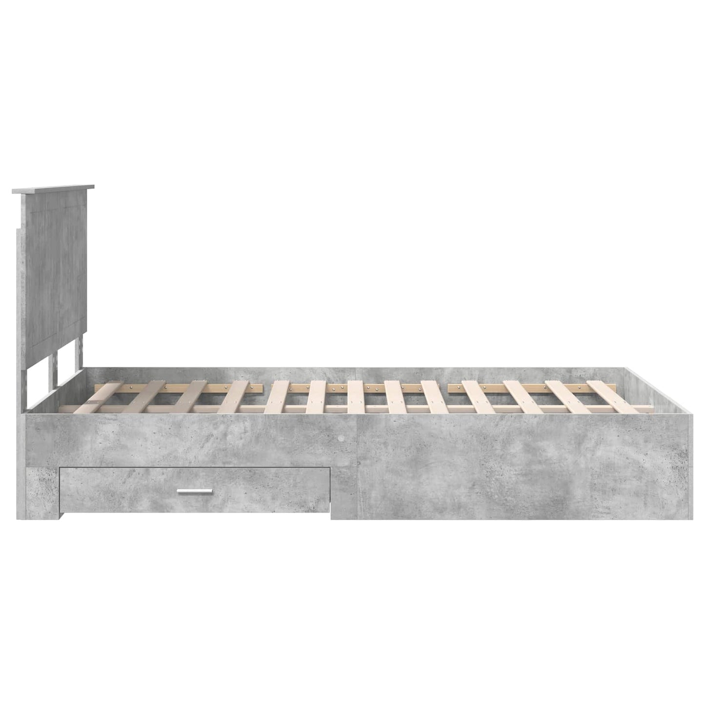 Ágykeret fiókkal tárolóval Beton Szürke 120 x 200 cm Szerelt Fa