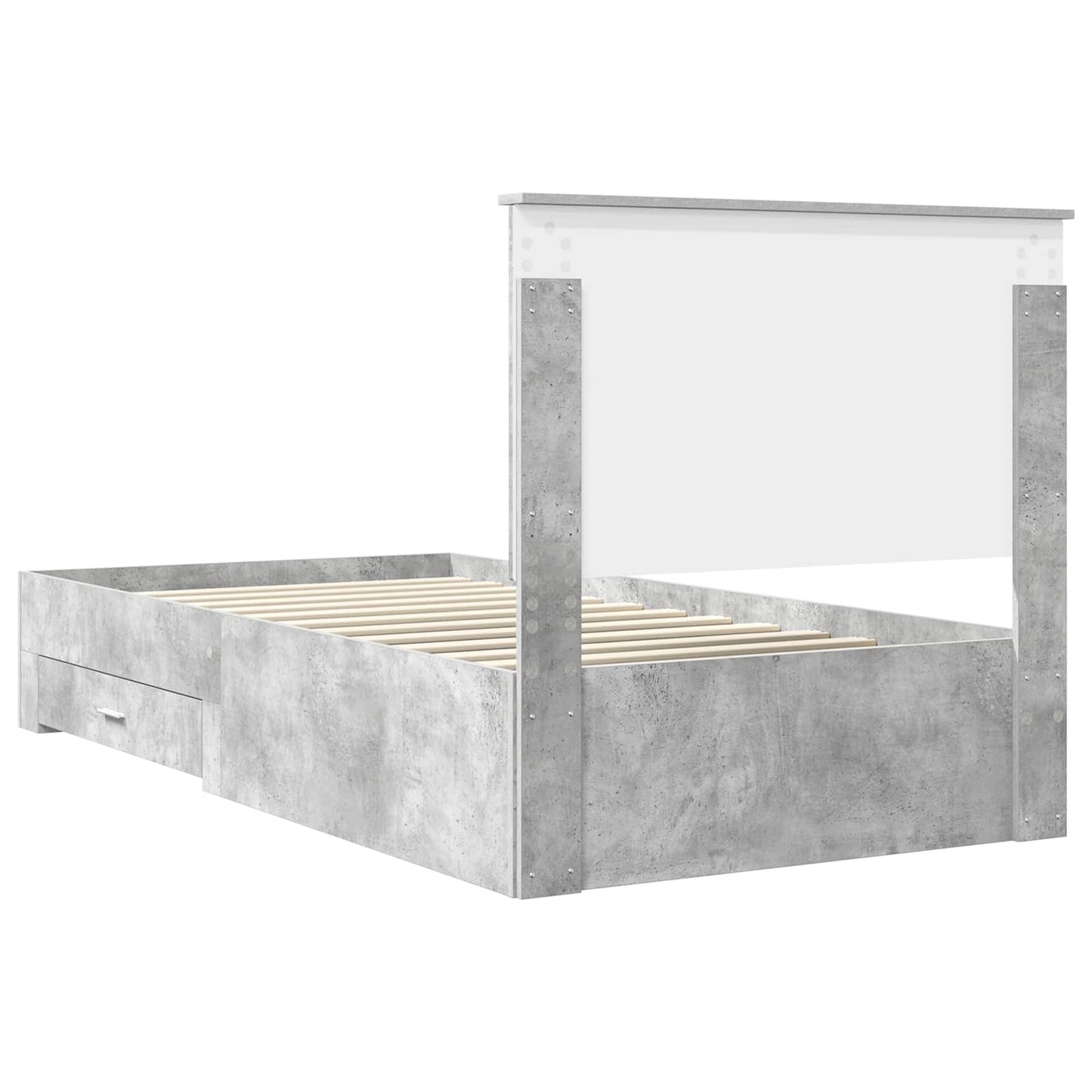 Ágykeret fiókkal tárolóval Beton Szürke 100 x 200 cm Szerelt Fa